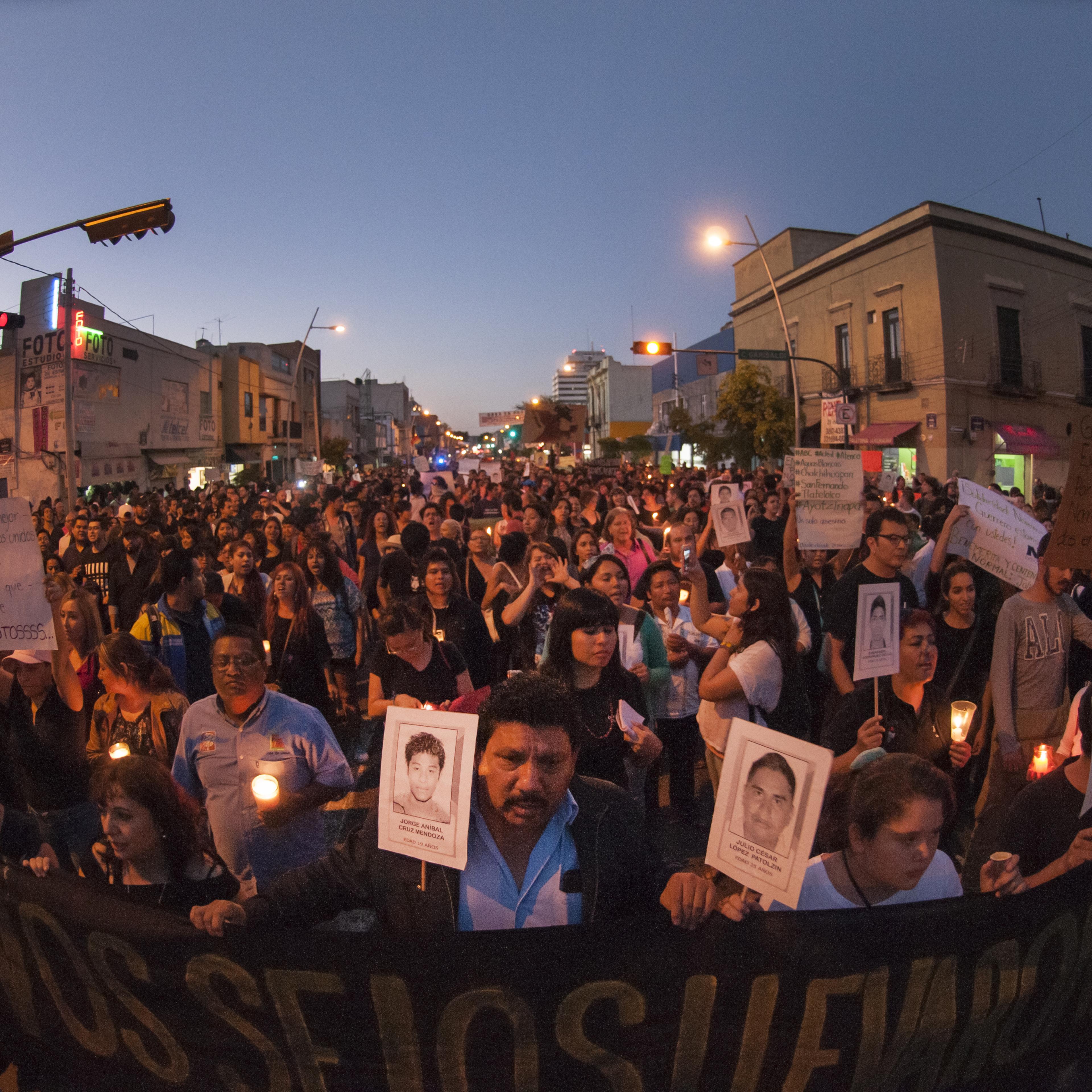 People Protest The Disappearence of Students in Guadalajara, Mexico