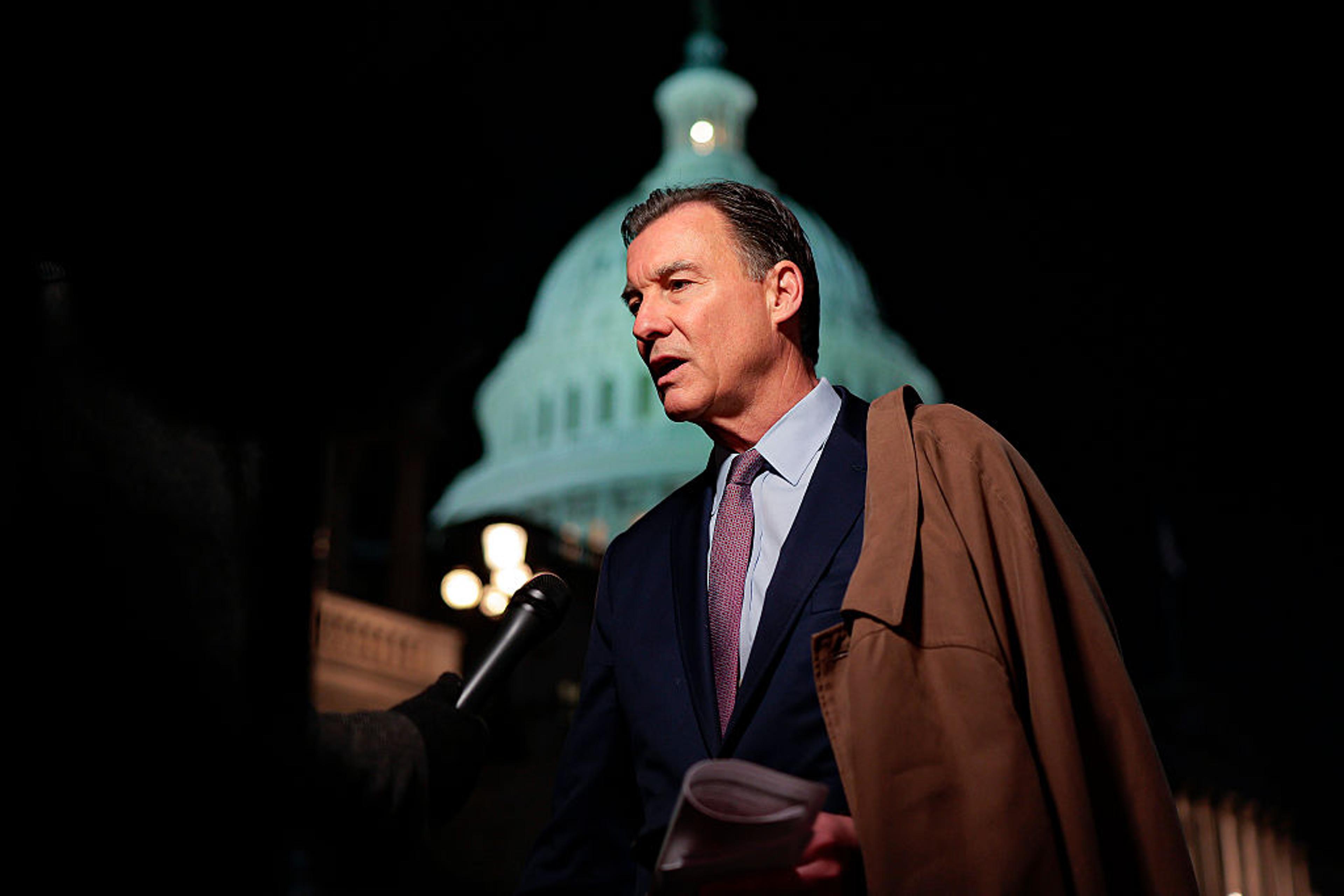 Rep. Tom Suozzi (D, N.Y.) speaks outside the U.S. Capitol in Washington, D.C. on Dec. 17, 2025.
