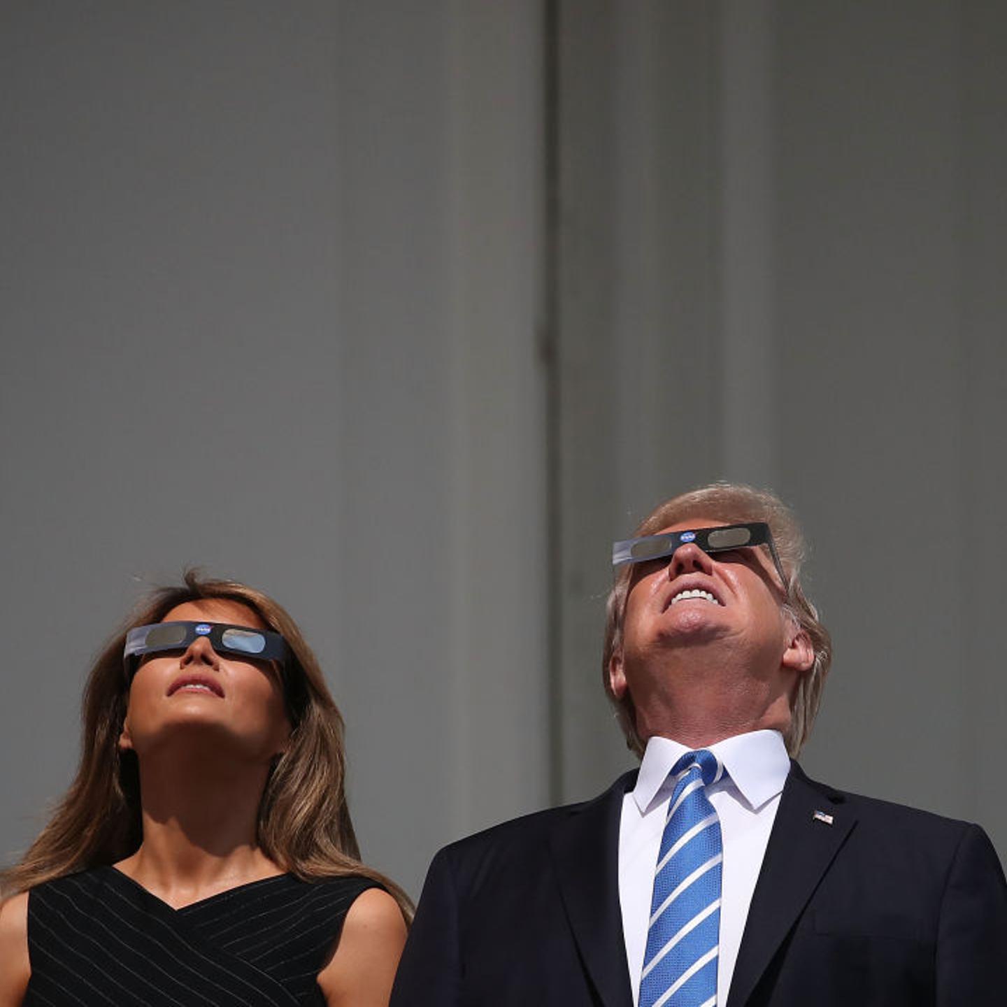 President Trump Views The Eclipse From The White House