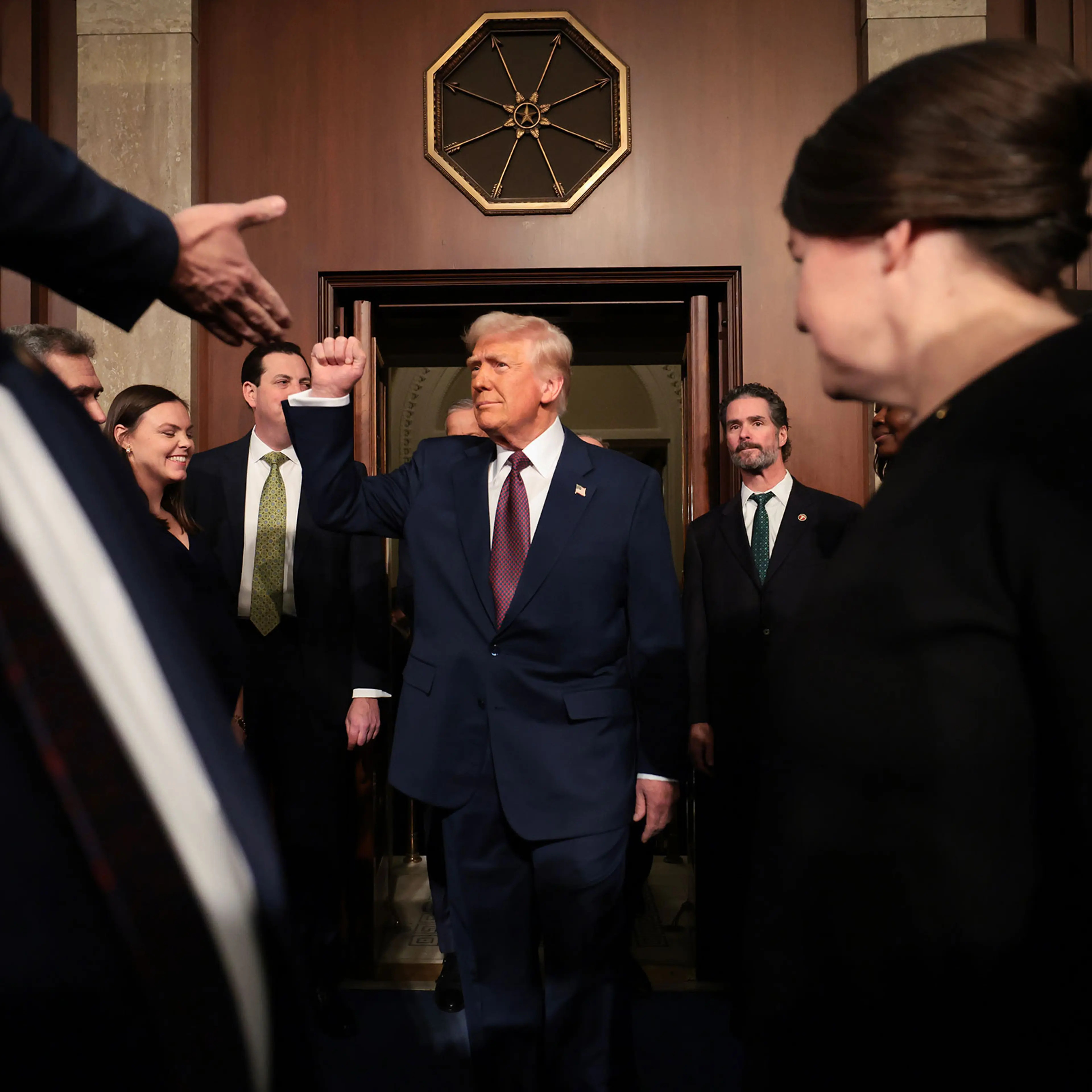 President Donald Trump enters the House chamber before he addresses a joint session of Congress at the Capitol in Washington, DC on March 4, 2025.