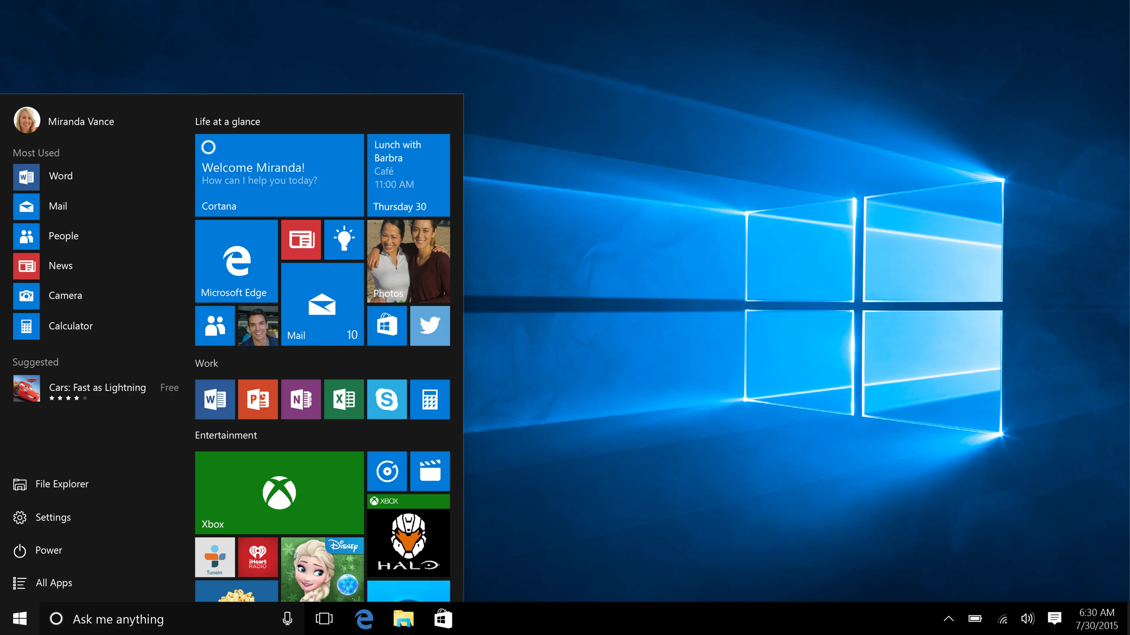 Windows 10 which released on July 29, 2015, blends the familiar layout of Windows 7 with touch features from Windows 8. The Start menu makes a grand reentrance, with Live Tiles discreetly tucked inside. Cortana, Microsoft's speech-activated assistant for smartphones, will also debut across all devices.