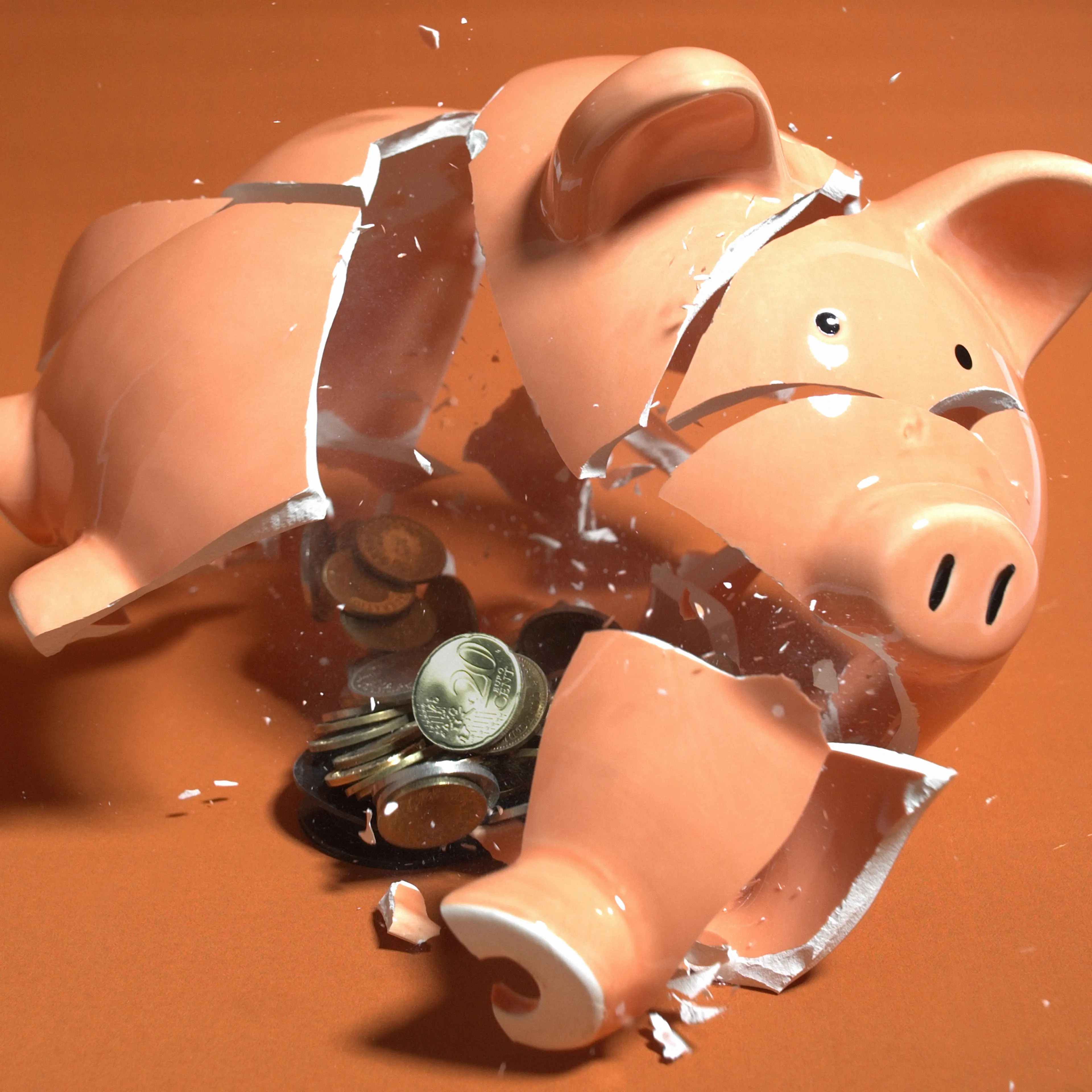 Broken piggy bank