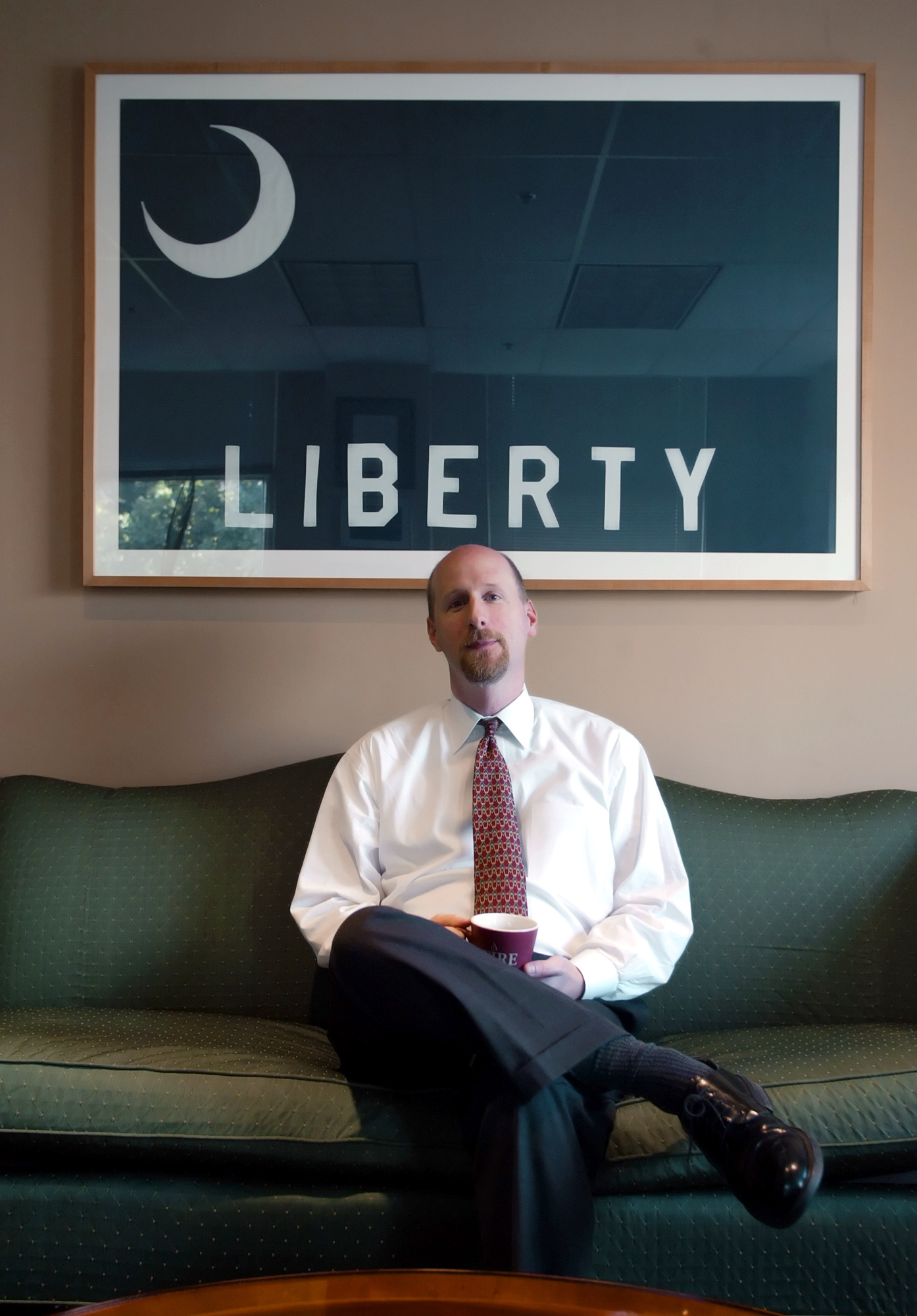 Shown at the offices of the Foundation for Individual Rights in Education is president David French, Wednesday, Aug. 17, 2005, in Philadelphia. FIRE, an upstart advocacy organization, has become the go-to group for college students and professors around 