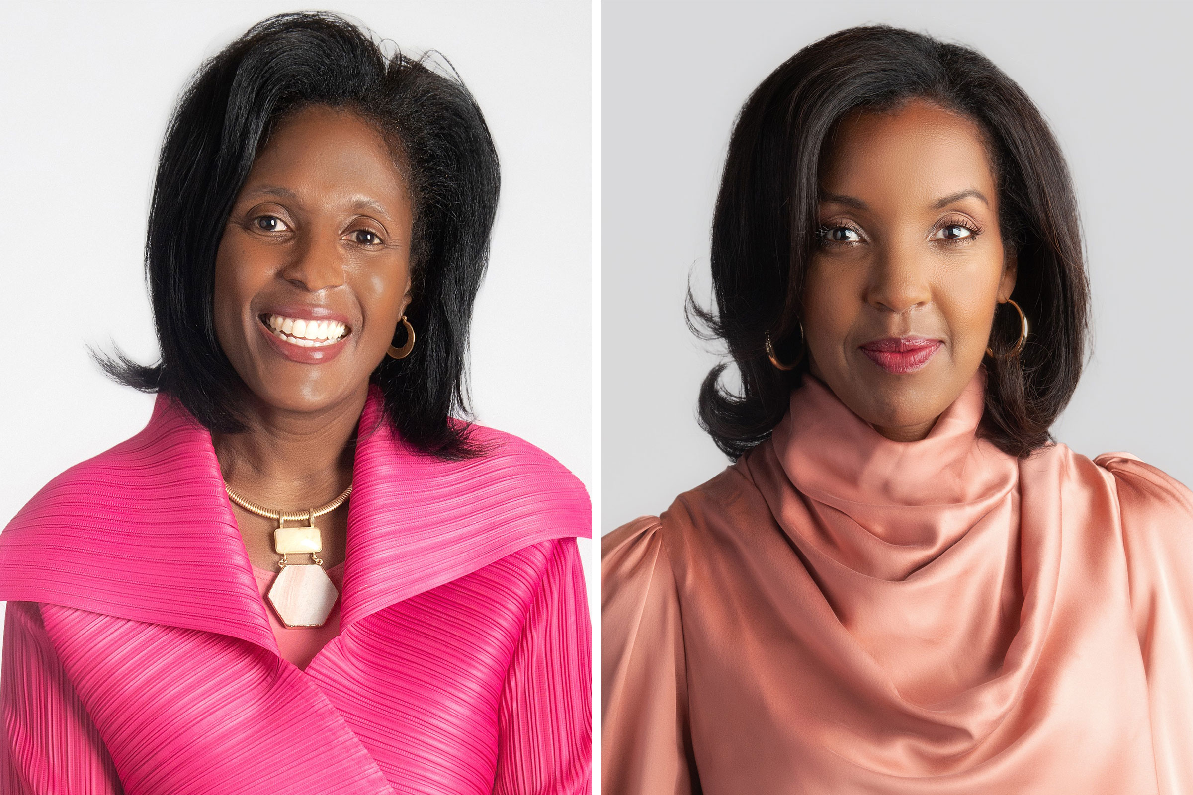Lynn Perry Wooten, president of Simmons University, (L) and Erika H. James, dean of the Wharton School at the University of Pennsylvania (R)