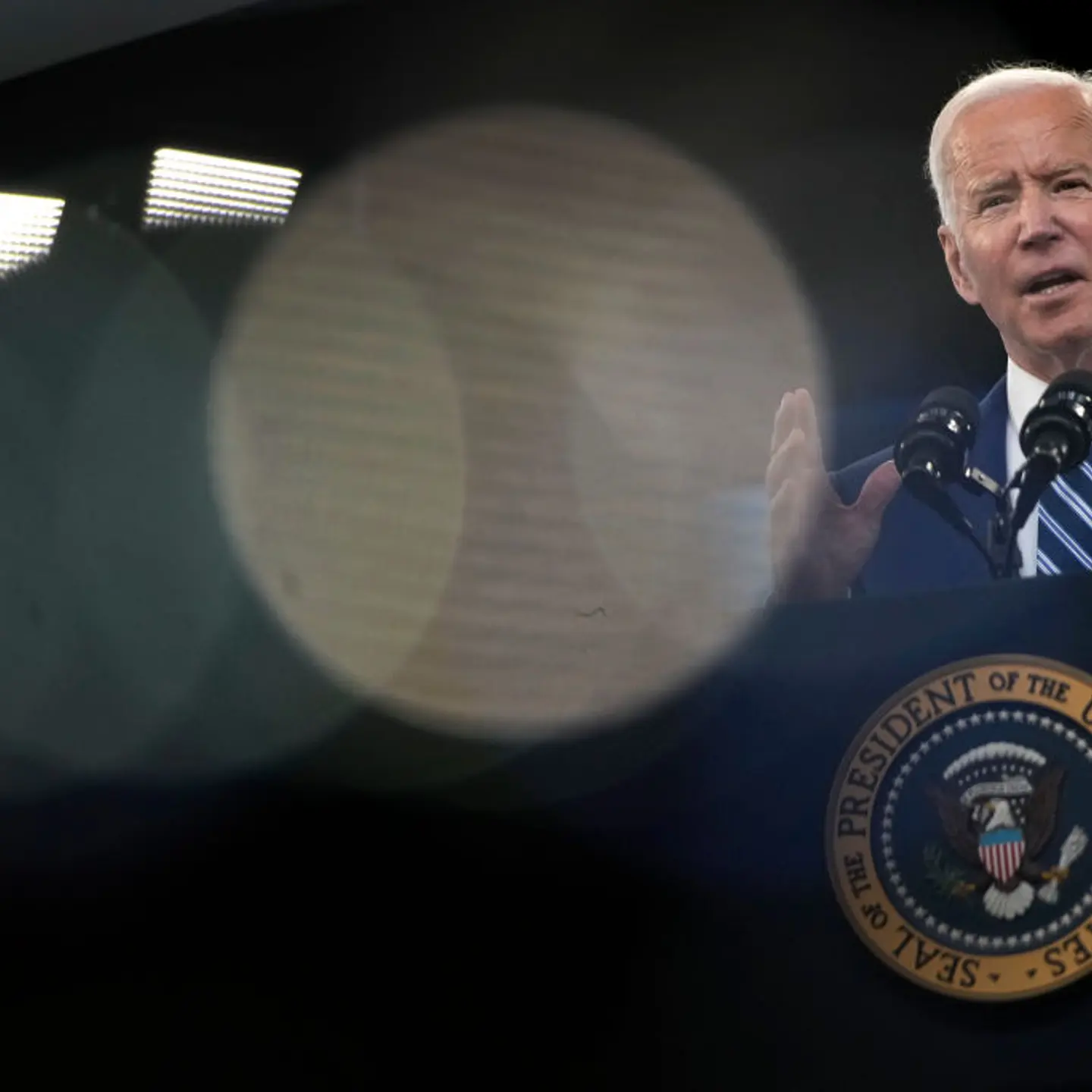U.S. President Joe Biden delivers remarks on the COVID-19 response and the state of vaccinations in the South Court Auditorium at the White House complex on March 29, 2021 in Washington, D.C.