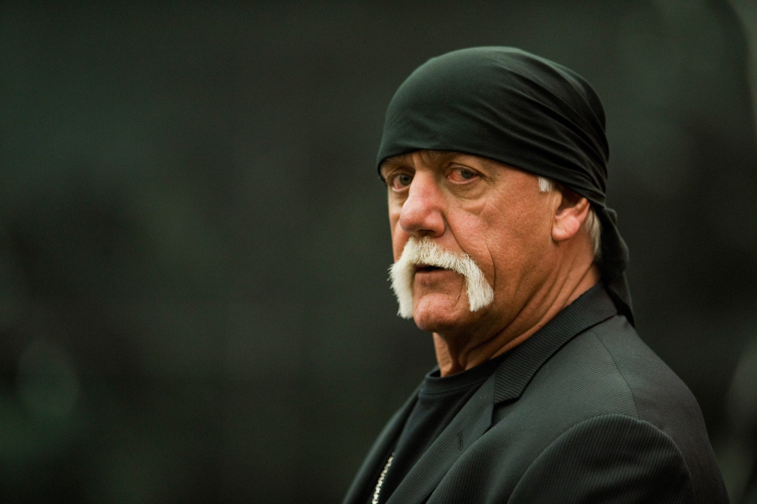 Former professional wrestler Hulk Hogan arrives in the courtroom Wednesday, March 16, 2016, in St. Petersburg, Fla. Hogan, whose given name is Terry Bollea, and his attorneys are suing Gawker Media for $100 million, saying his privacy was violated, and h