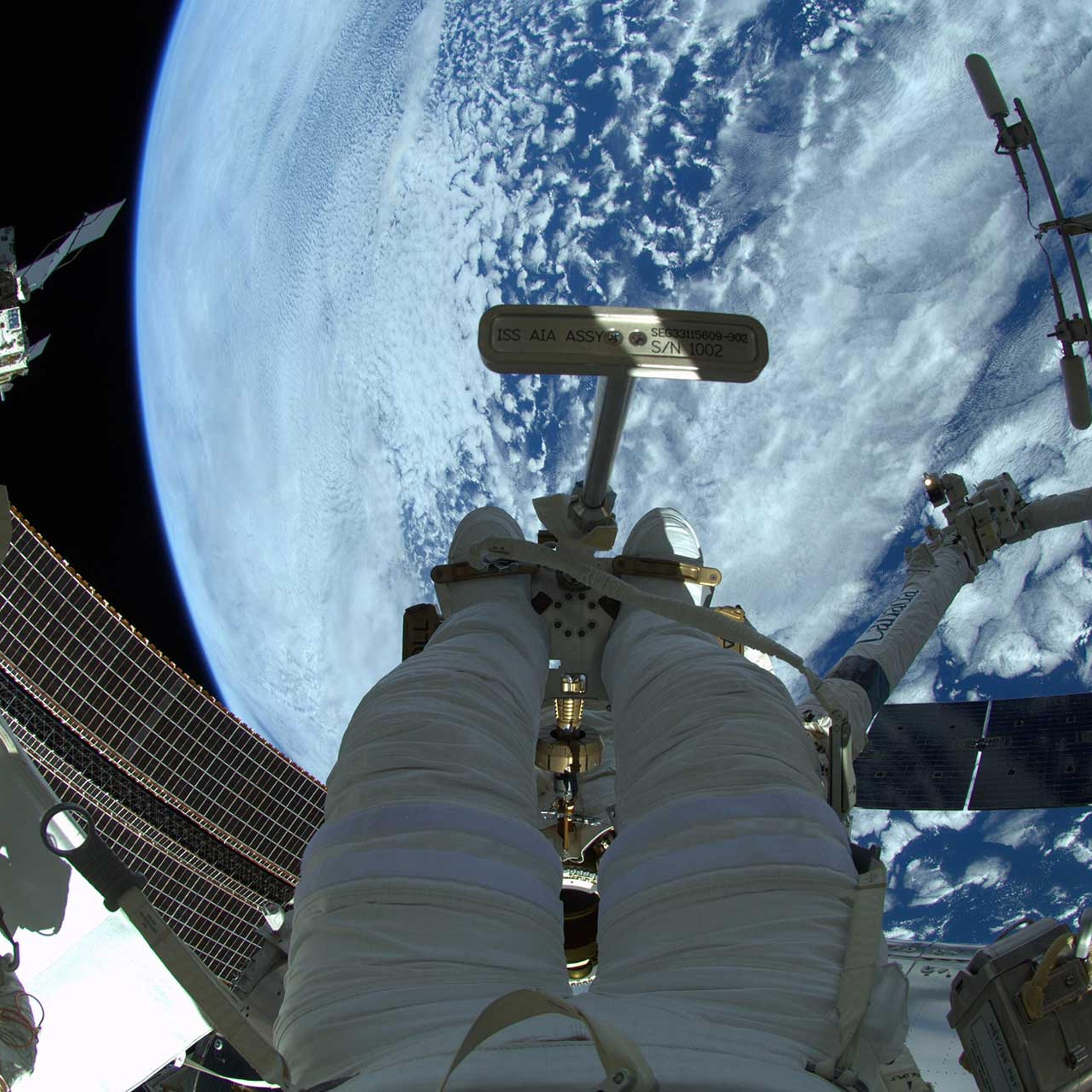 Astronaut Alexander Gerst while on a spacewalk outside of ISS on Oct. 7, 2014.