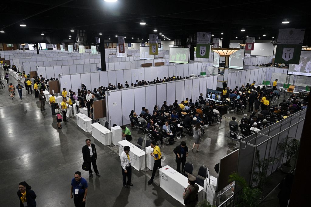 Candidates wait to cast their votes during the final round of Thailand's national senatorial election in Bangkok on June 26, 2024.