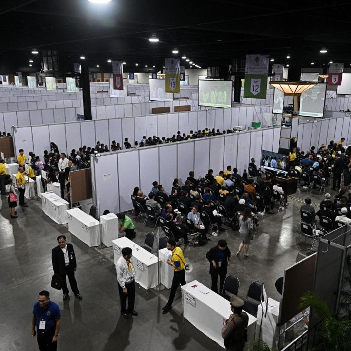 Candidates wait to cast their votes during the final round of Thailand's national senatorial election in Bangkok on June 26, 2024.