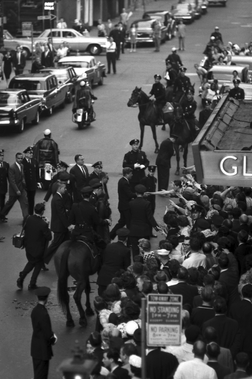 John F. Kennedy enters Madison Square Garden prior to a "Birthday Salute" in his honor, New York, May 19, 1962.