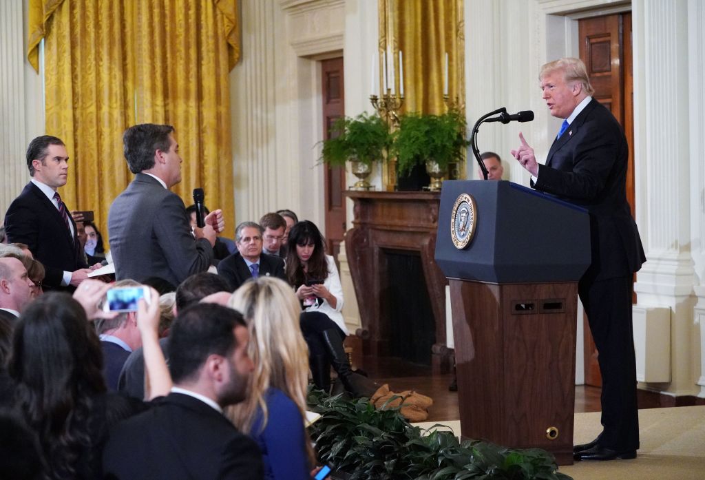 US President Donald Trump gets into a heated exchange with CNN chief White House correspondent Jim Acosta