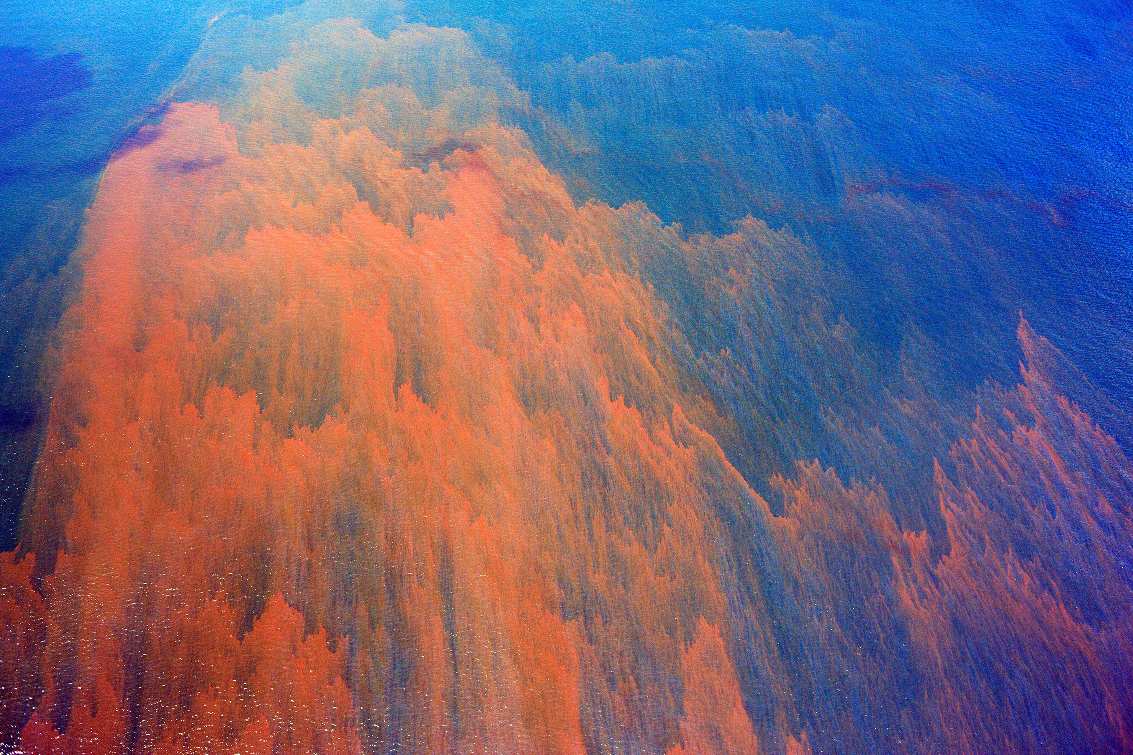 Oil from BP Deepwater Horizon spill at the Gulf Macondo well floats on the Gulf of Mexico