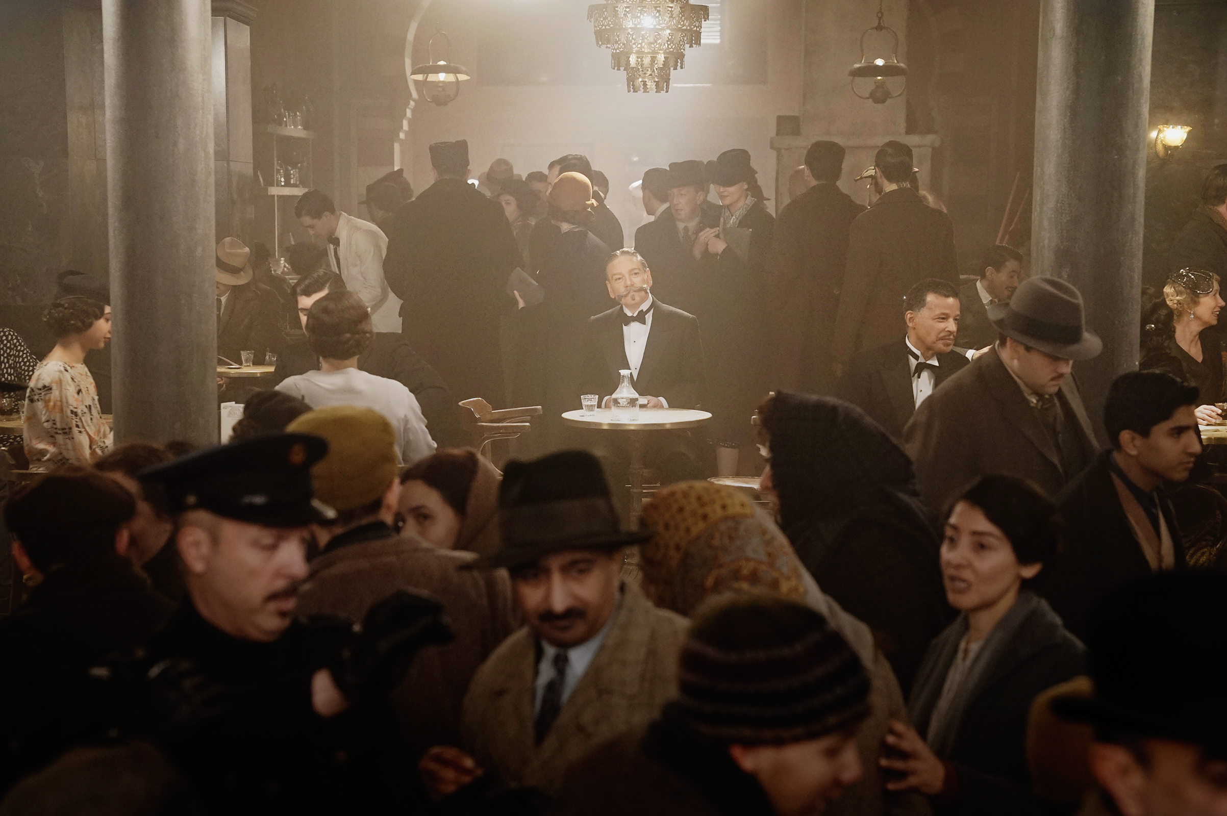 Branagh as Poirot in a re-creation of an Istanbul station meant to capture the energy of boarding a train