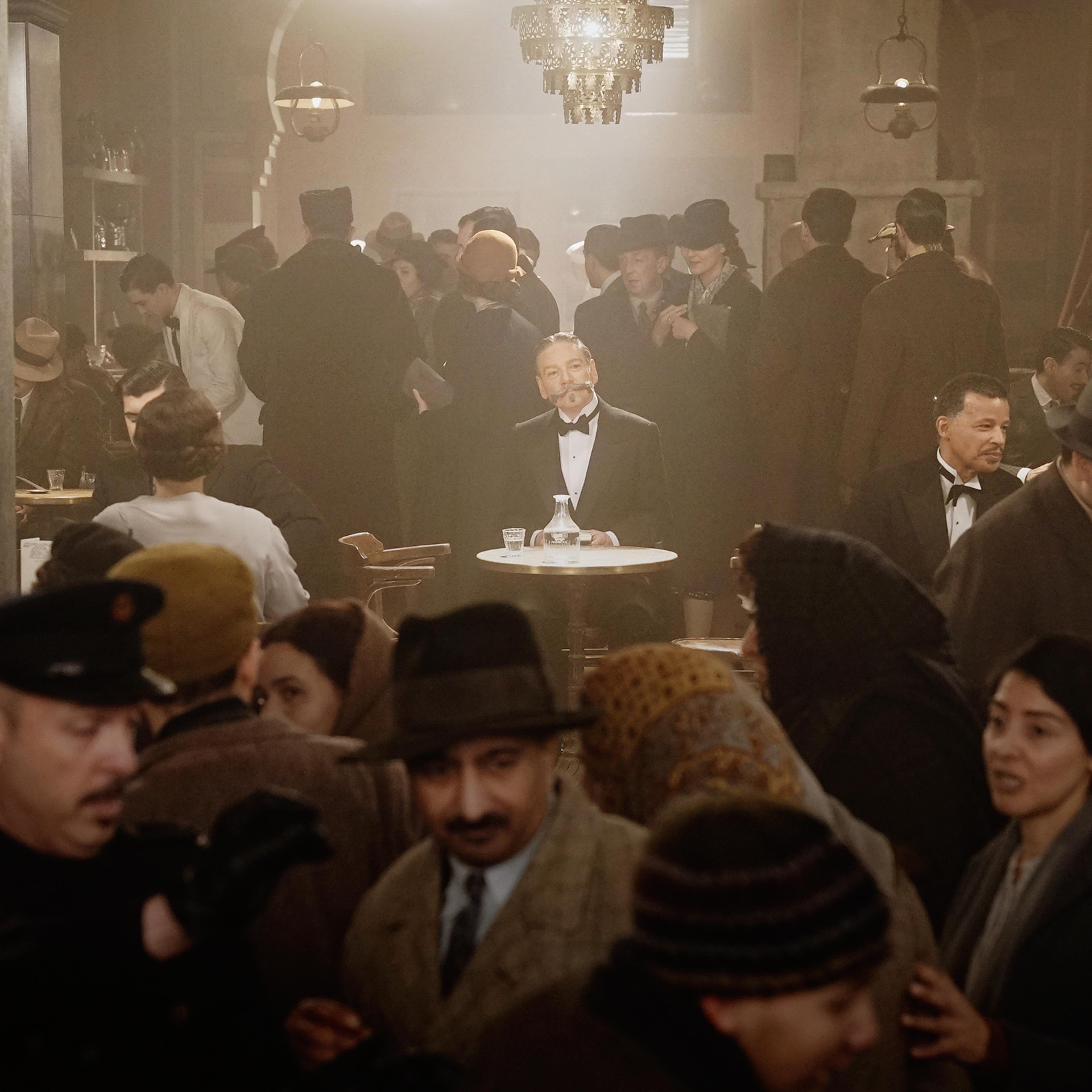 Branagh as Poirot in a re-creation of an Istanbul station meant to capture the energy of boarding a train