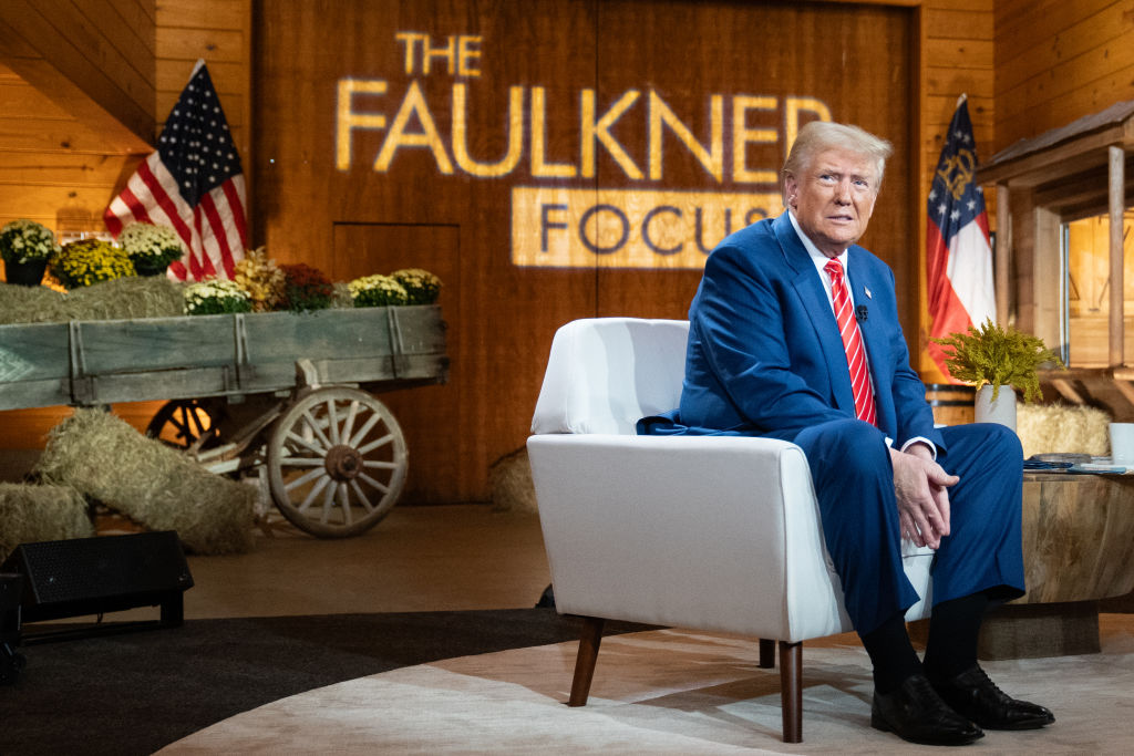 Republican presidential nominee, former President Donald Trump attends a townhall event hosted by Fox News in Cumming, Ga. on Oct. 15, 2024.