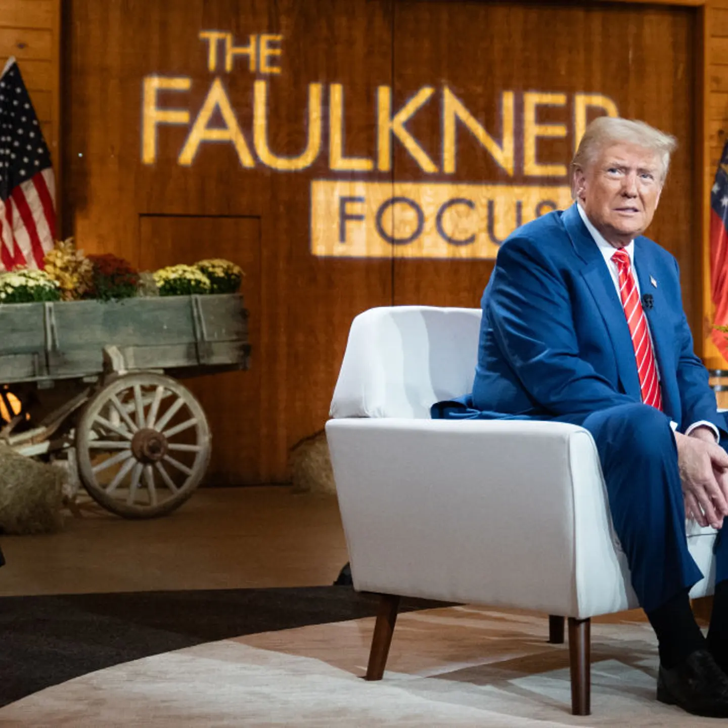 Republican presidential nominee, former President Donald Trump attends a townhall event hosted by Fox News in Cumming, Ga. on Oct. 15, 2024.
