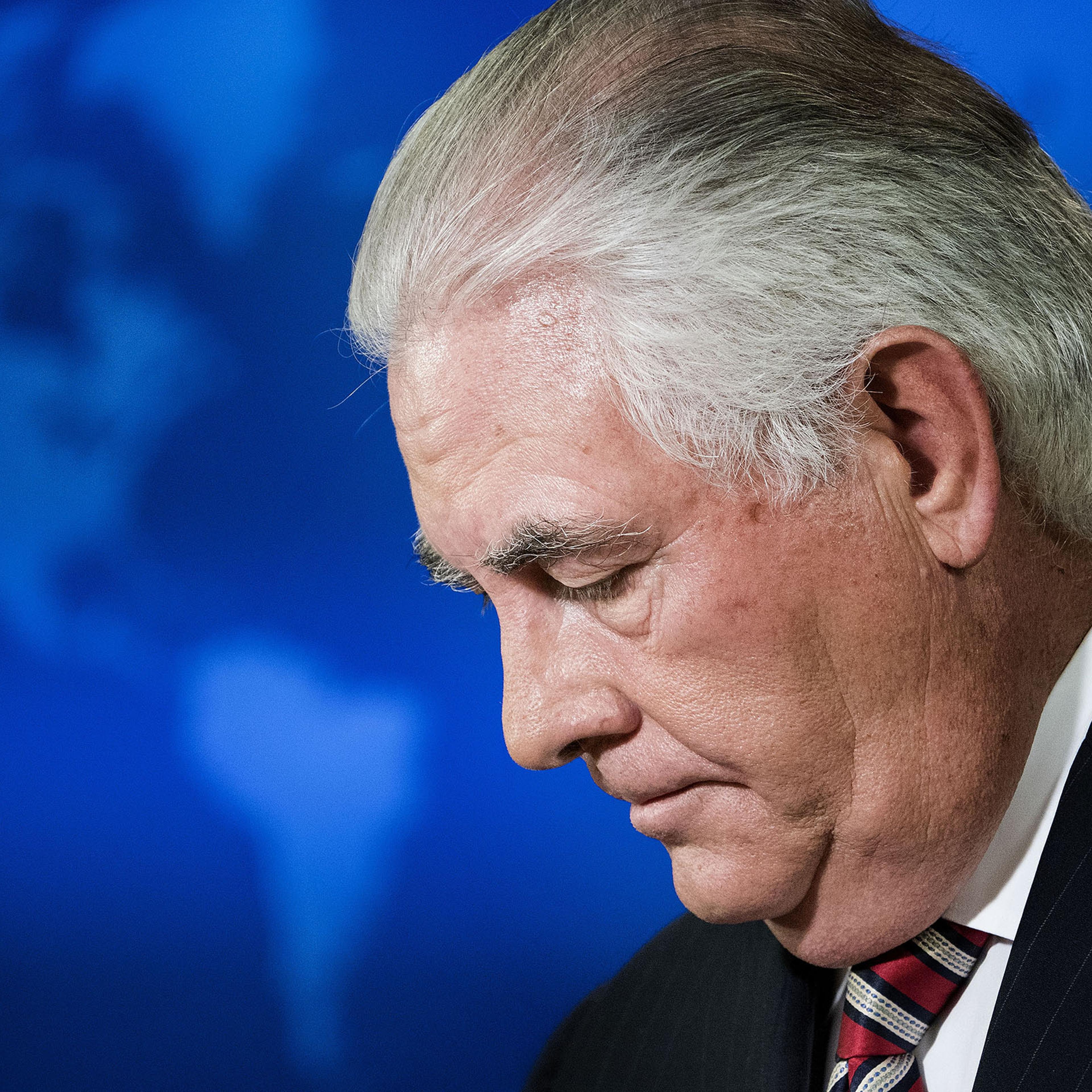 US Secretary of State Rex Tillerson pauses during a briefing at the Department of State on August 22, 2017 in Washington, DC.