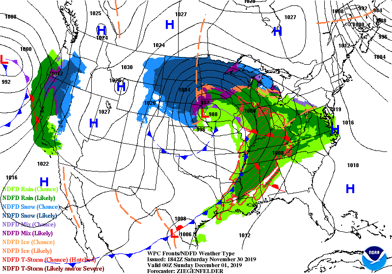 short range forecast for Nov. 30