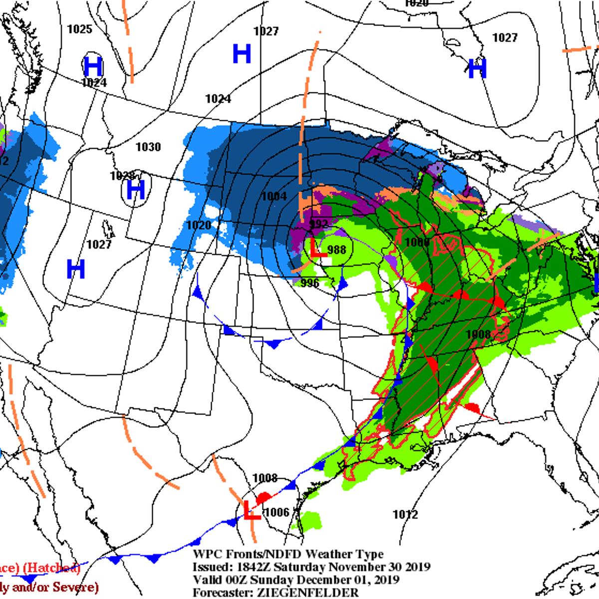 short range forecast for Nov. 30