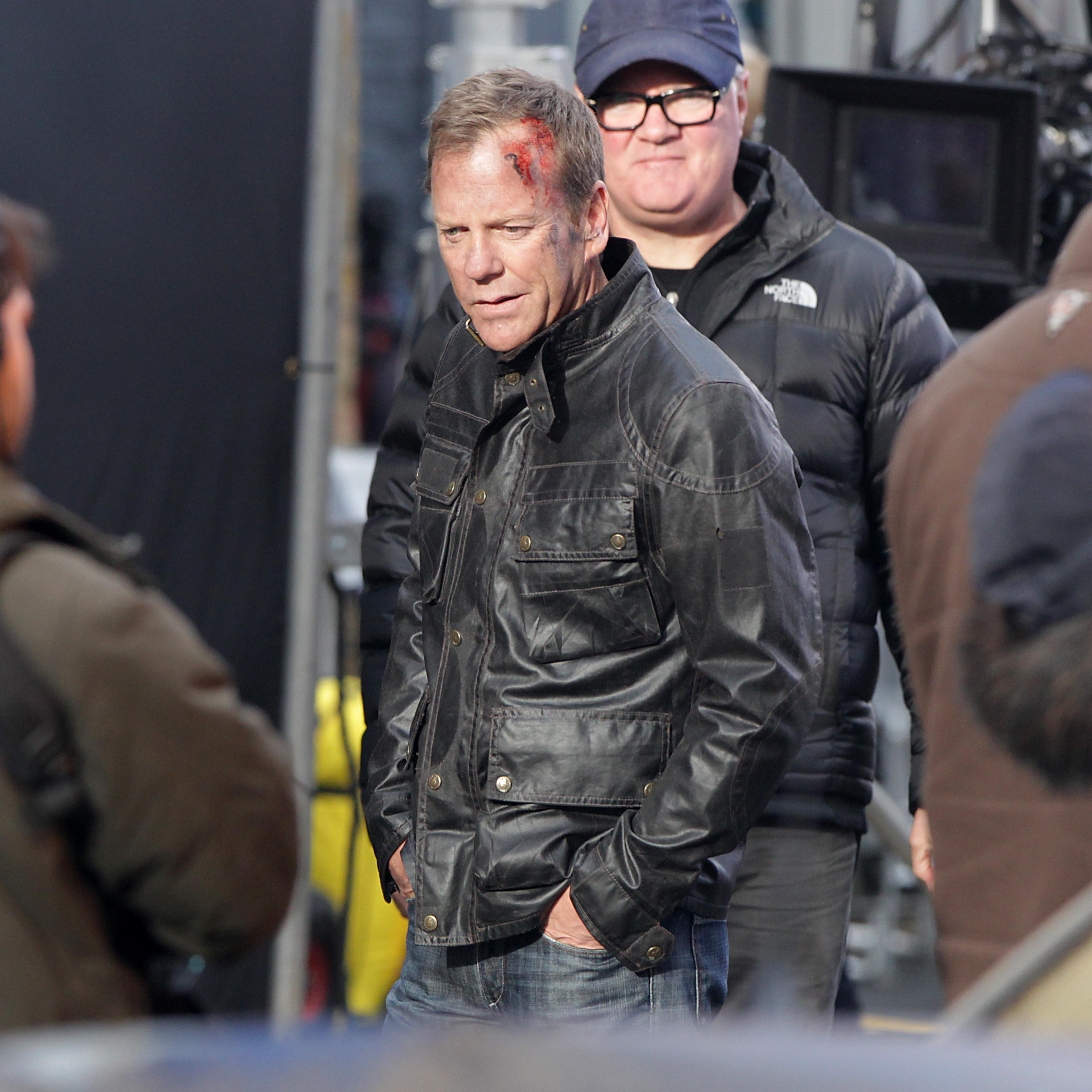 Kiefer Sutherland films scenes for 24: Live Another Day in London on Jan. 22, 2014.