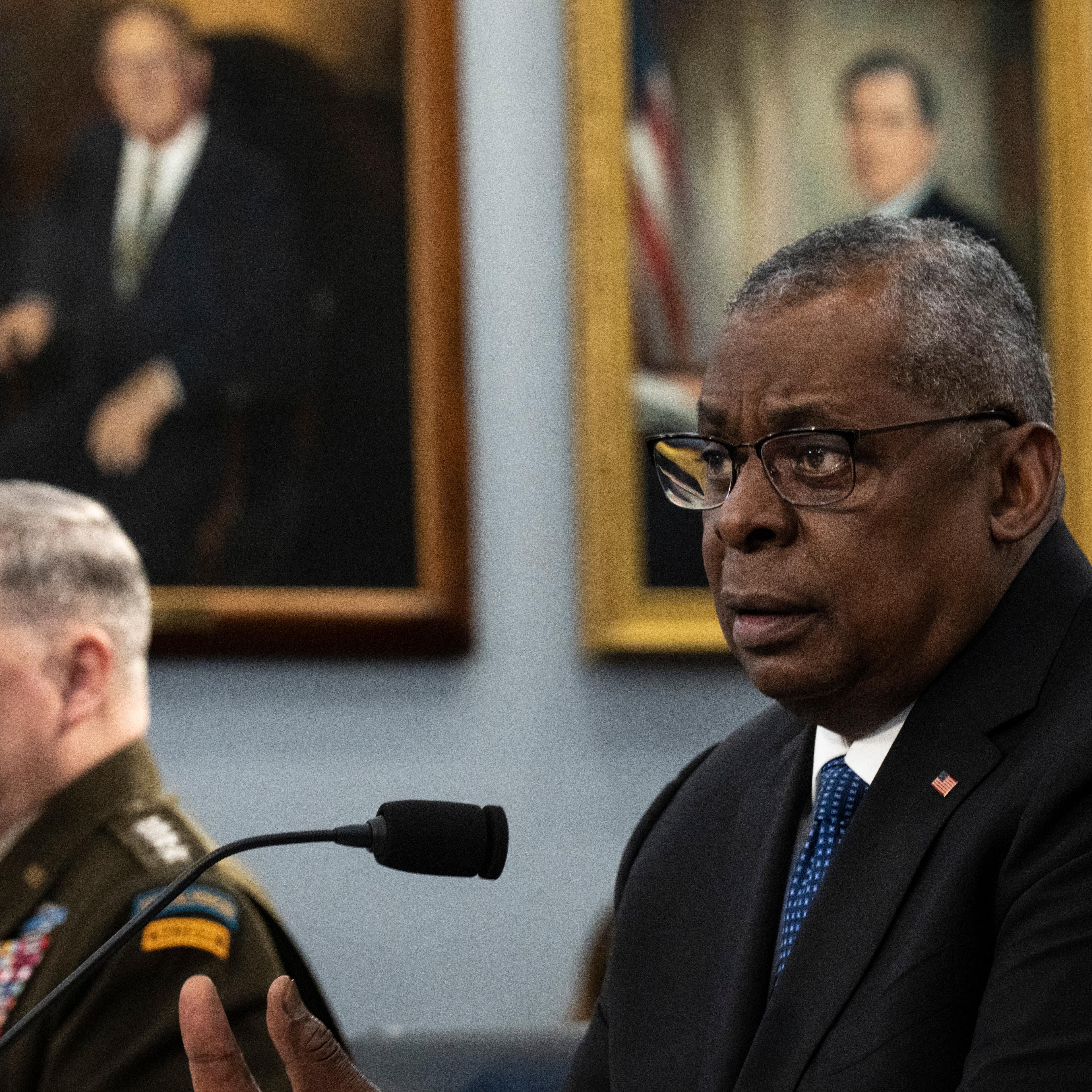 Chairman of the Joint Chiefs of Staff General Mark Milley and U.S. Secretary of Defense Lloyd Austin testify during a House Appropriations Defense Subcommittee hearing