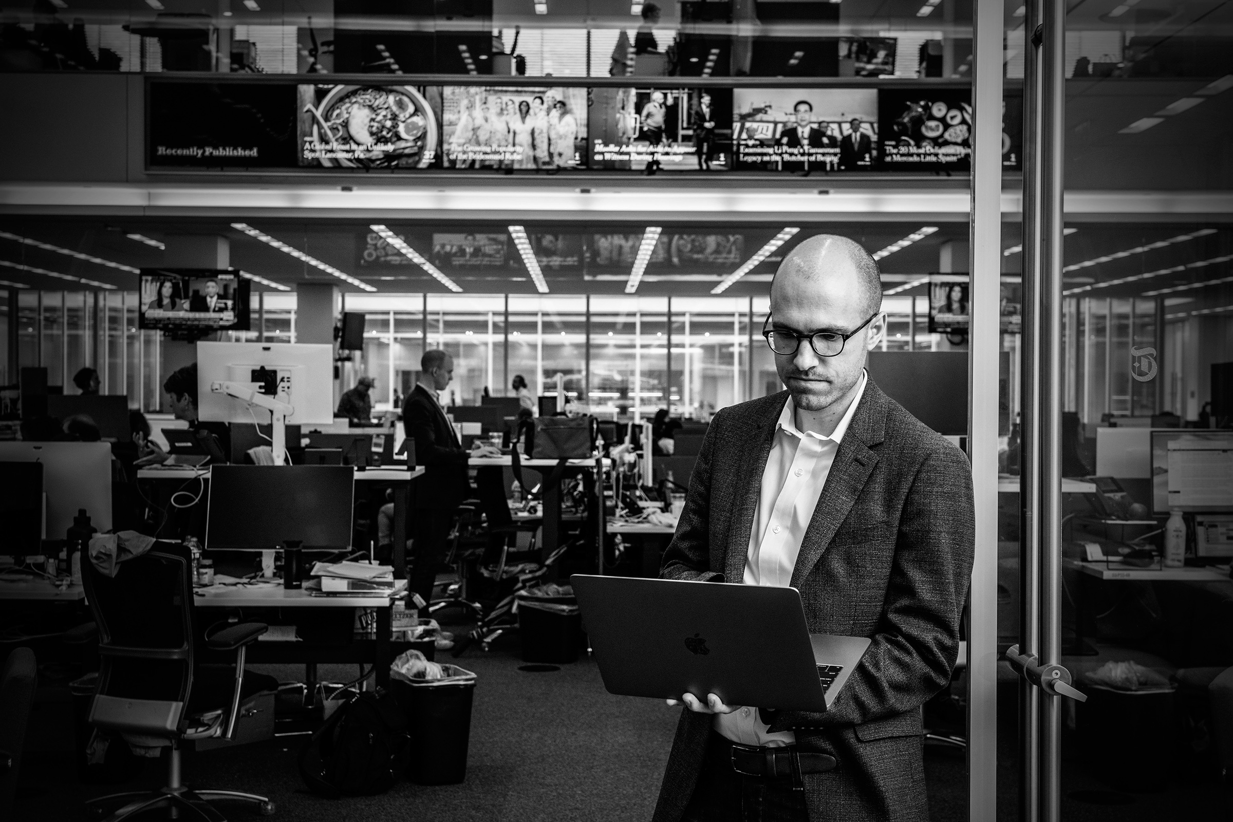 New York Times publisher A.G. Sulzberger in the newsroom
