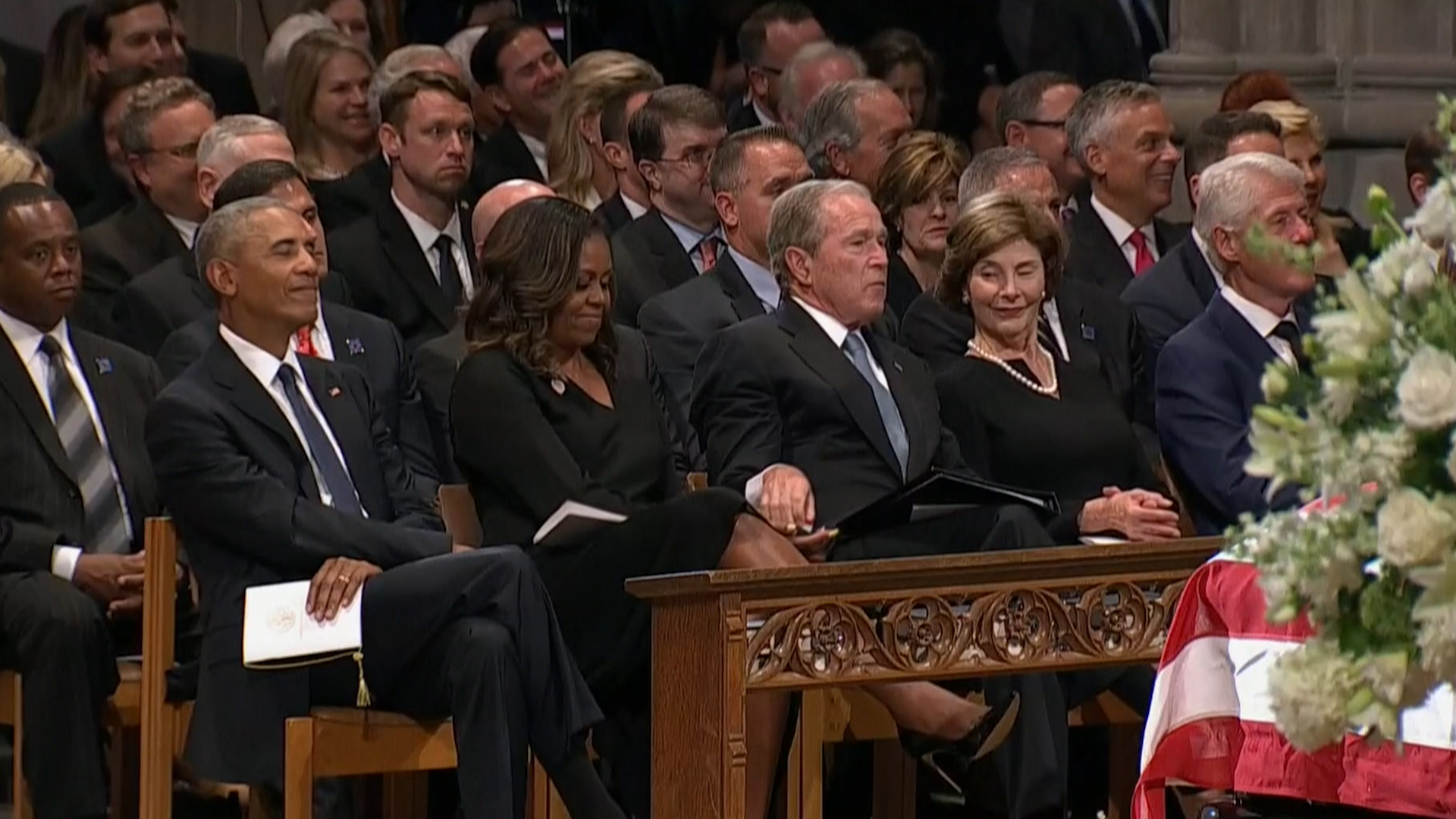 George Bush Slips Candy to Michelle Obama