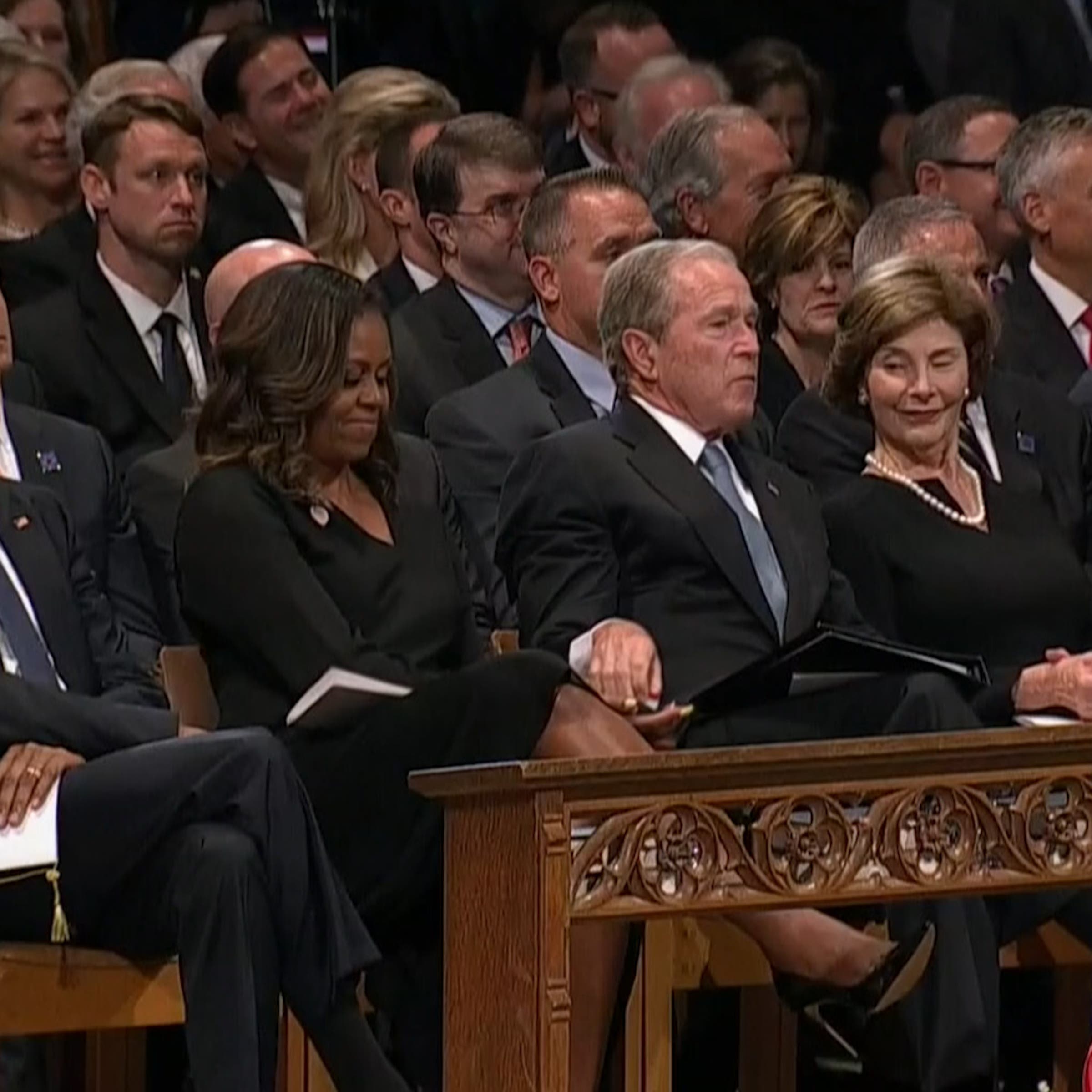 George Bush Slips Candy to Michelle Obama