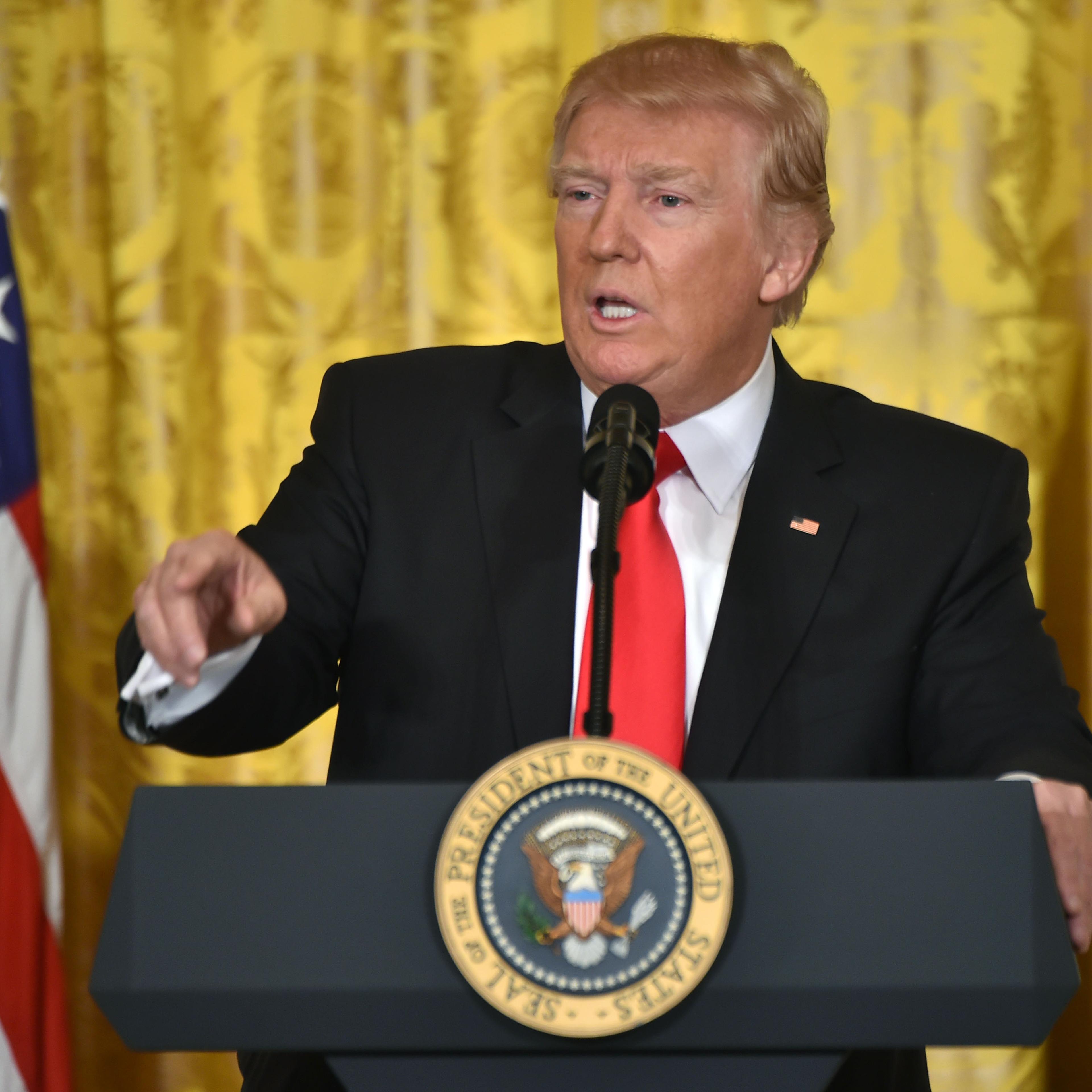 US President Donald Trump speaks during a press conference on Feb. 16, 2017, at the White House in Washington, DC.