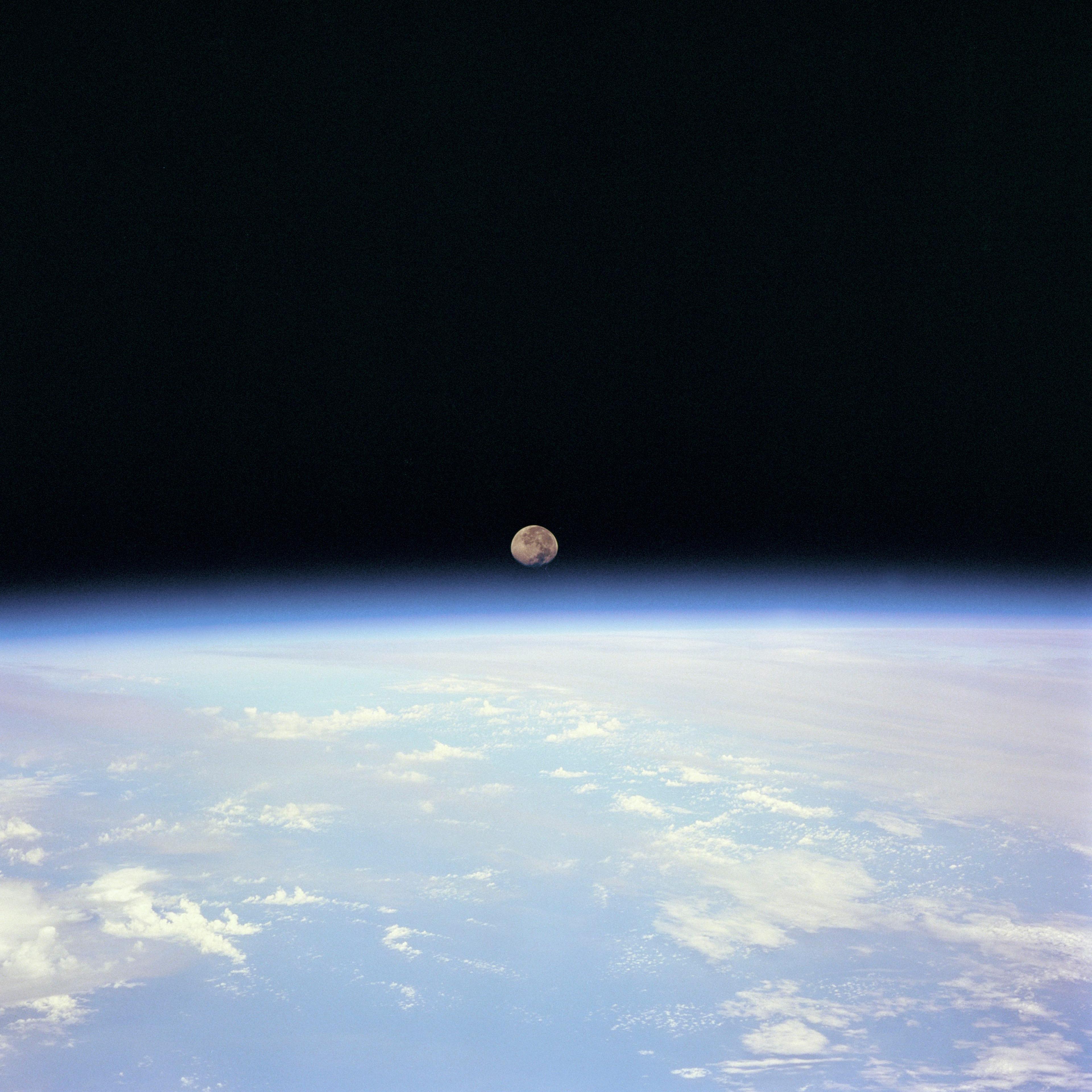 Moon set over Earth, 14 July 1995.