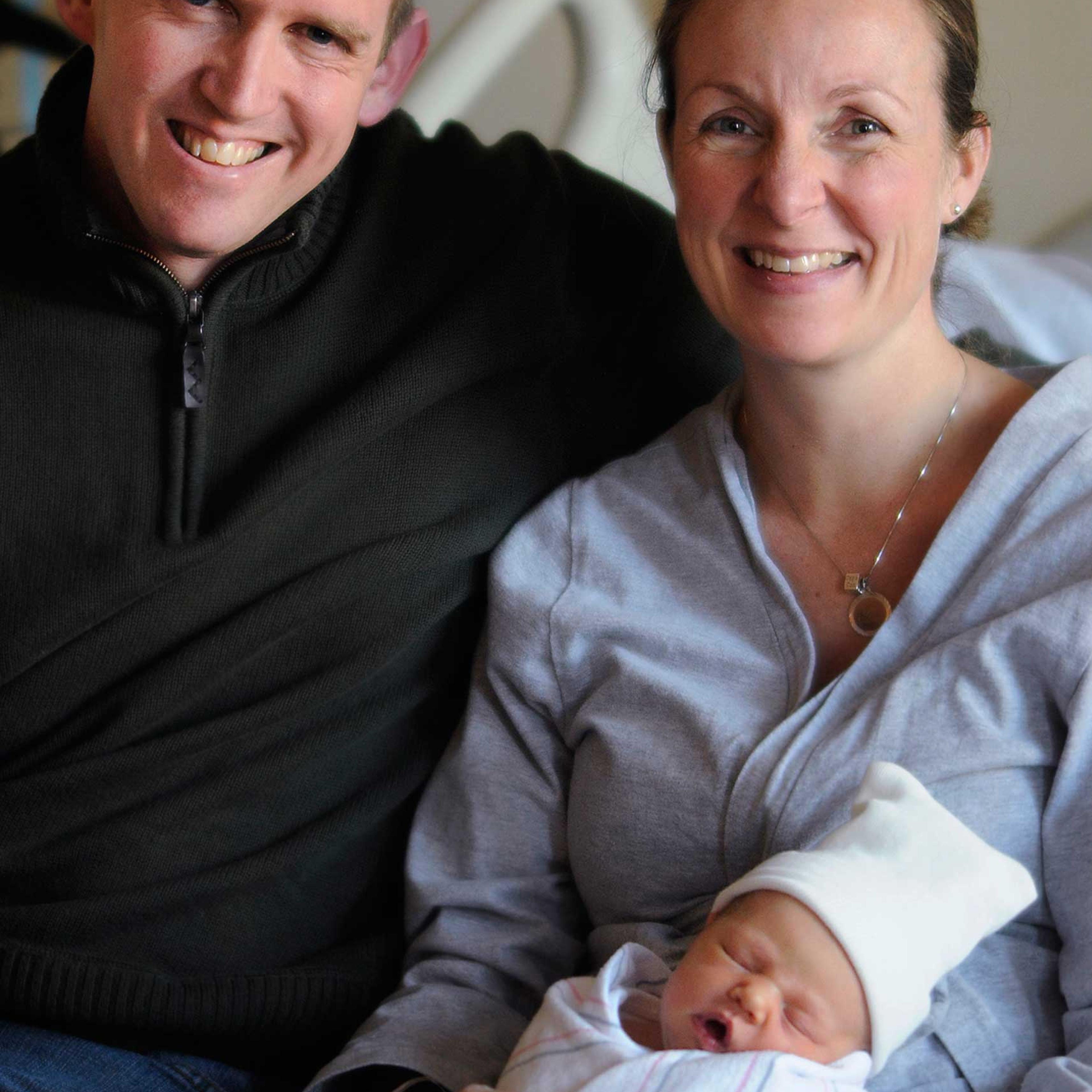 Matthew and Jennie Keane pose with newborn daughter, Claire Elizabeth, Dec. 14, 2014.