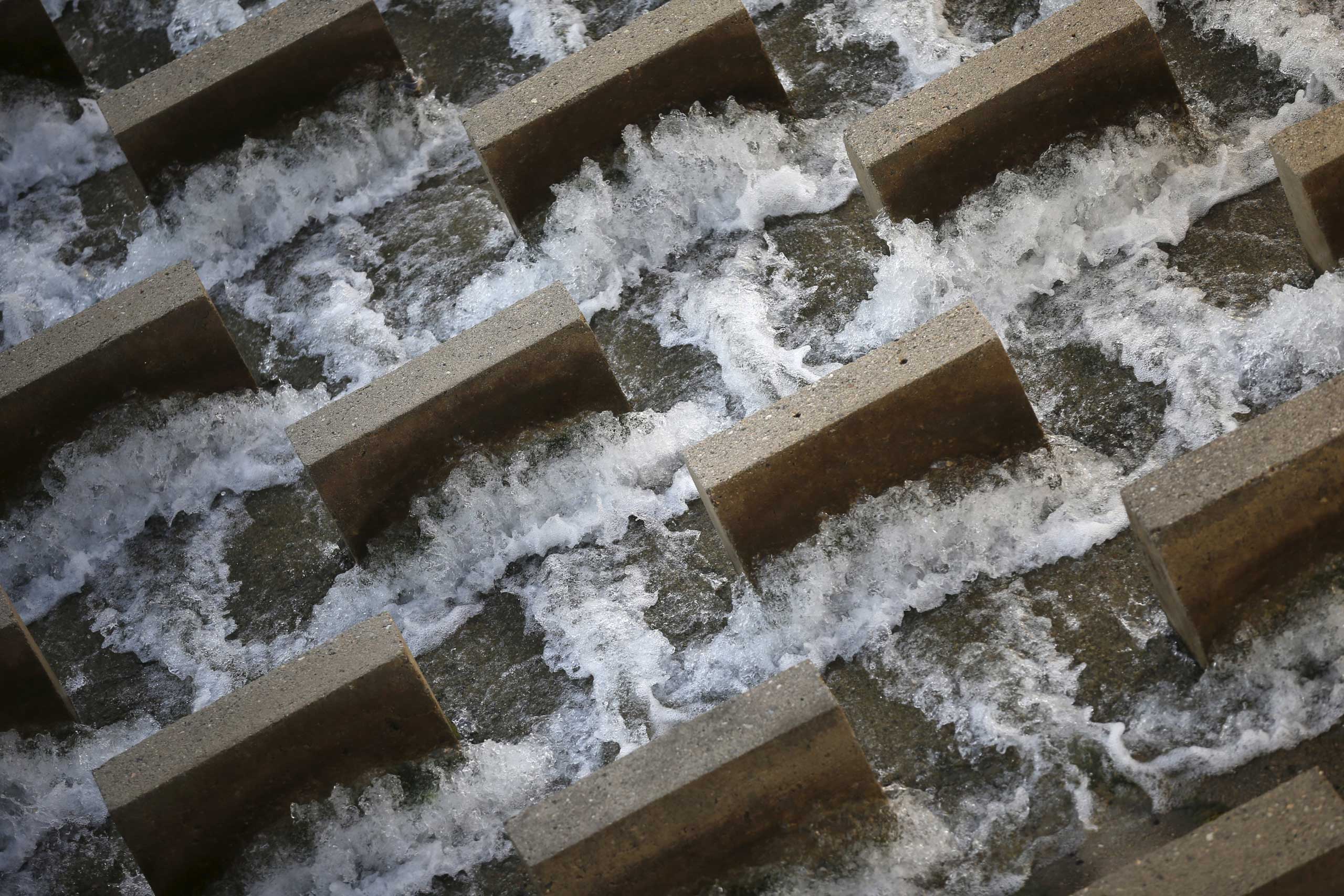 The Los Angeles Aqueduct Cascades are seen in Sylmar
