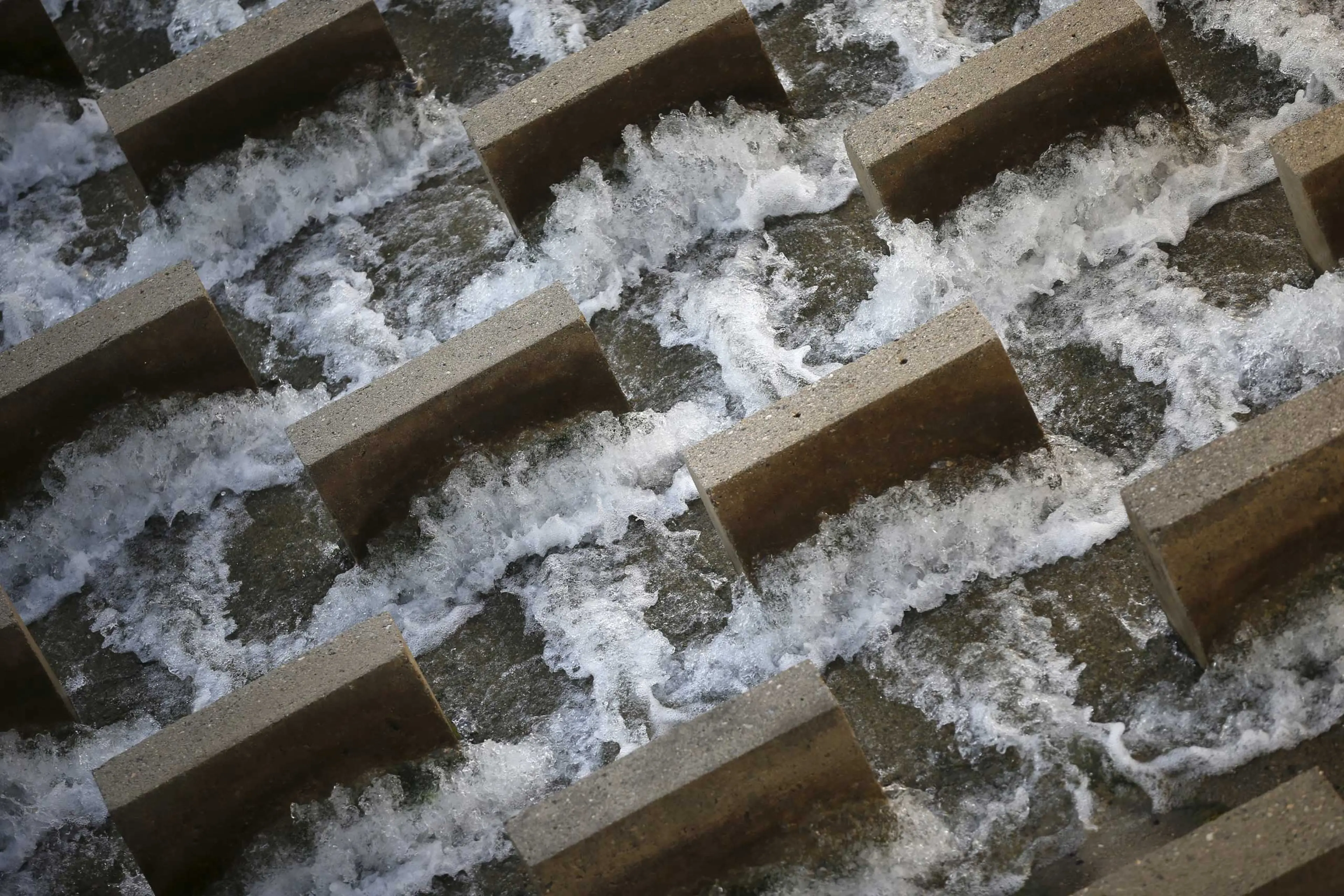 The Los Angeles Aqueduct Cascades are seen in Sylmar