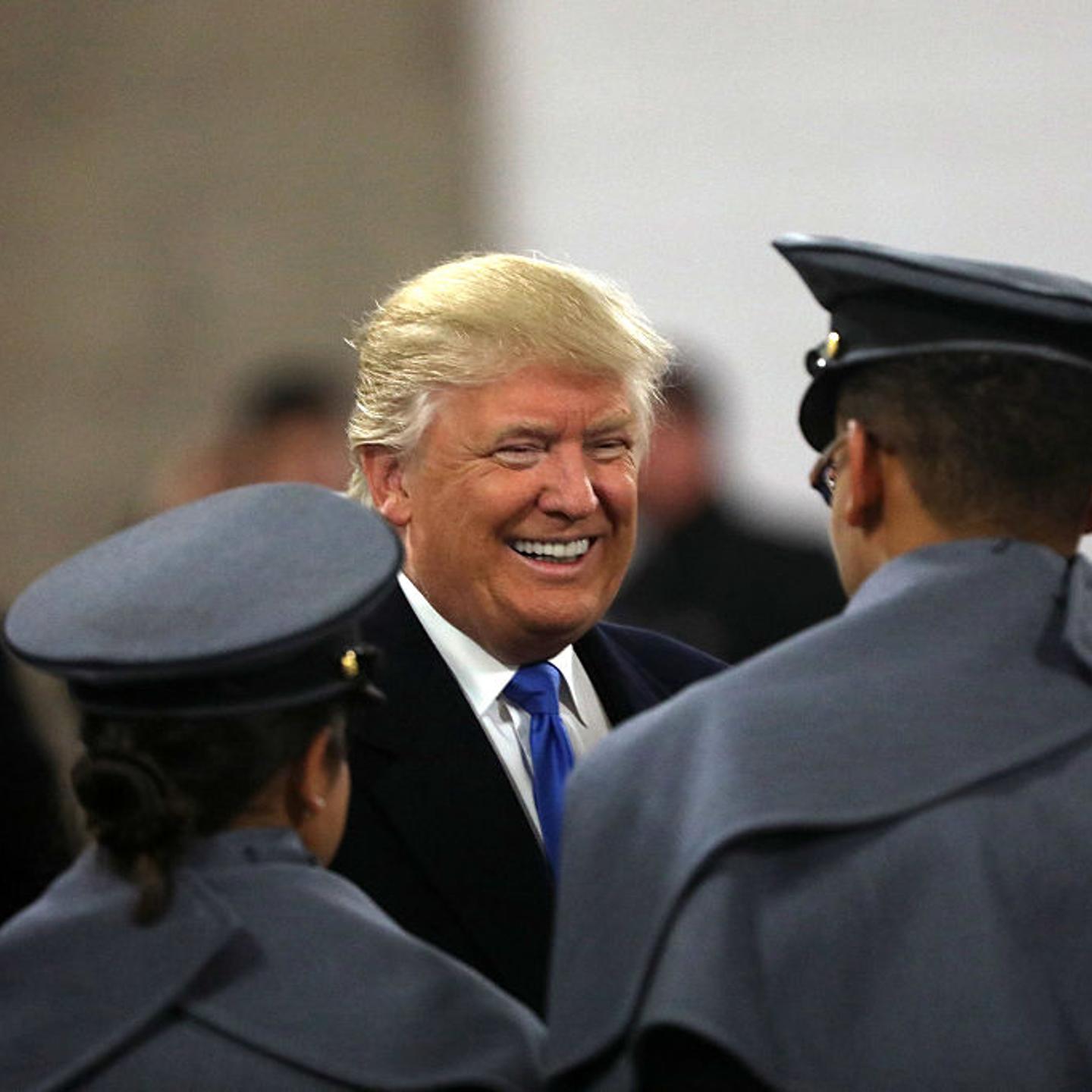 BALTIMORE, MD - DECEMBER 10: President-elect Donald Trump meets with cadets from the Military and Naval academies prior to the Army Navy football game on December 10, 2016 in Baltimore, Maryland. Trump has been holding rallies nationwide prior to his ina