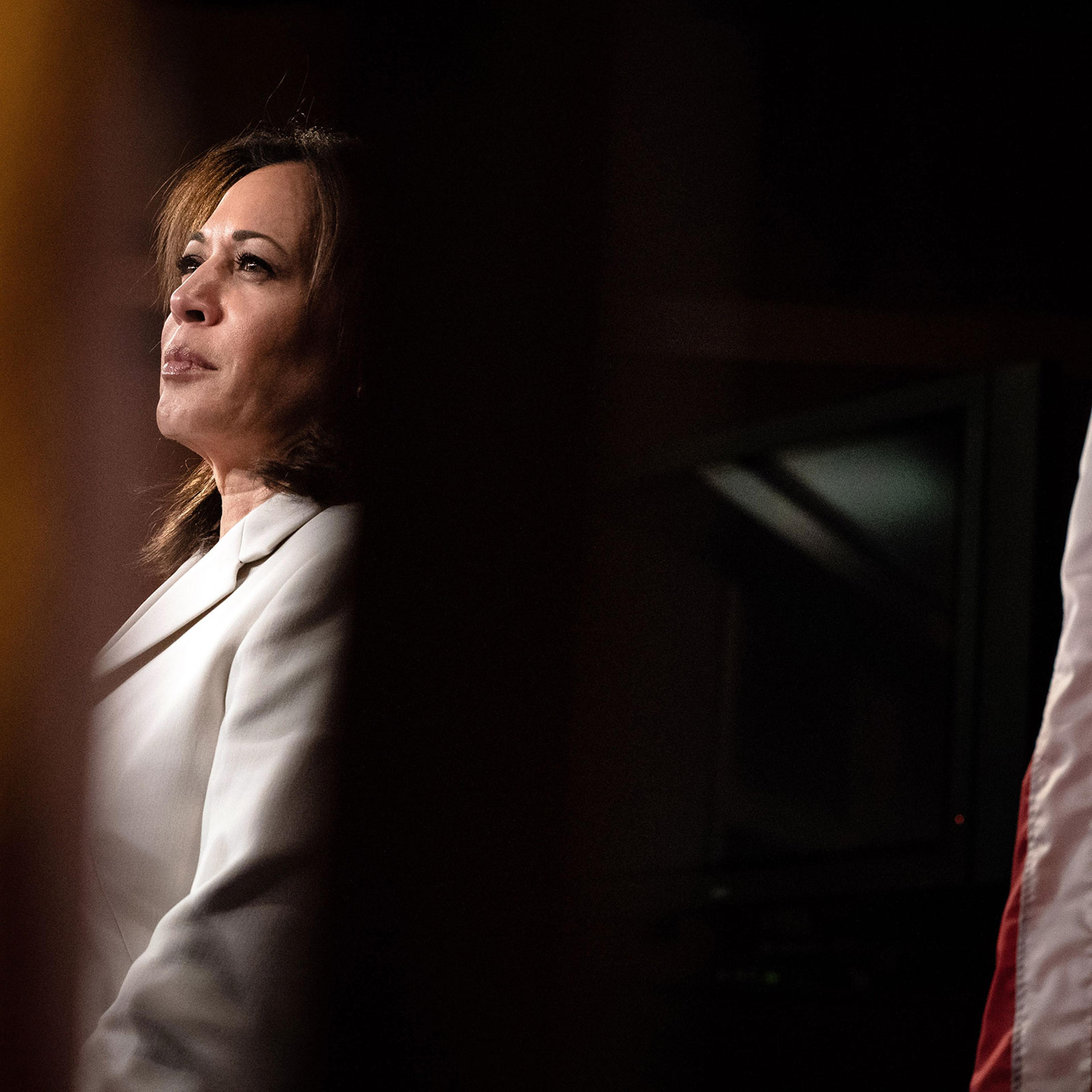 Sen. Kamala Harris at a news conference on Capitol Hill in Washington