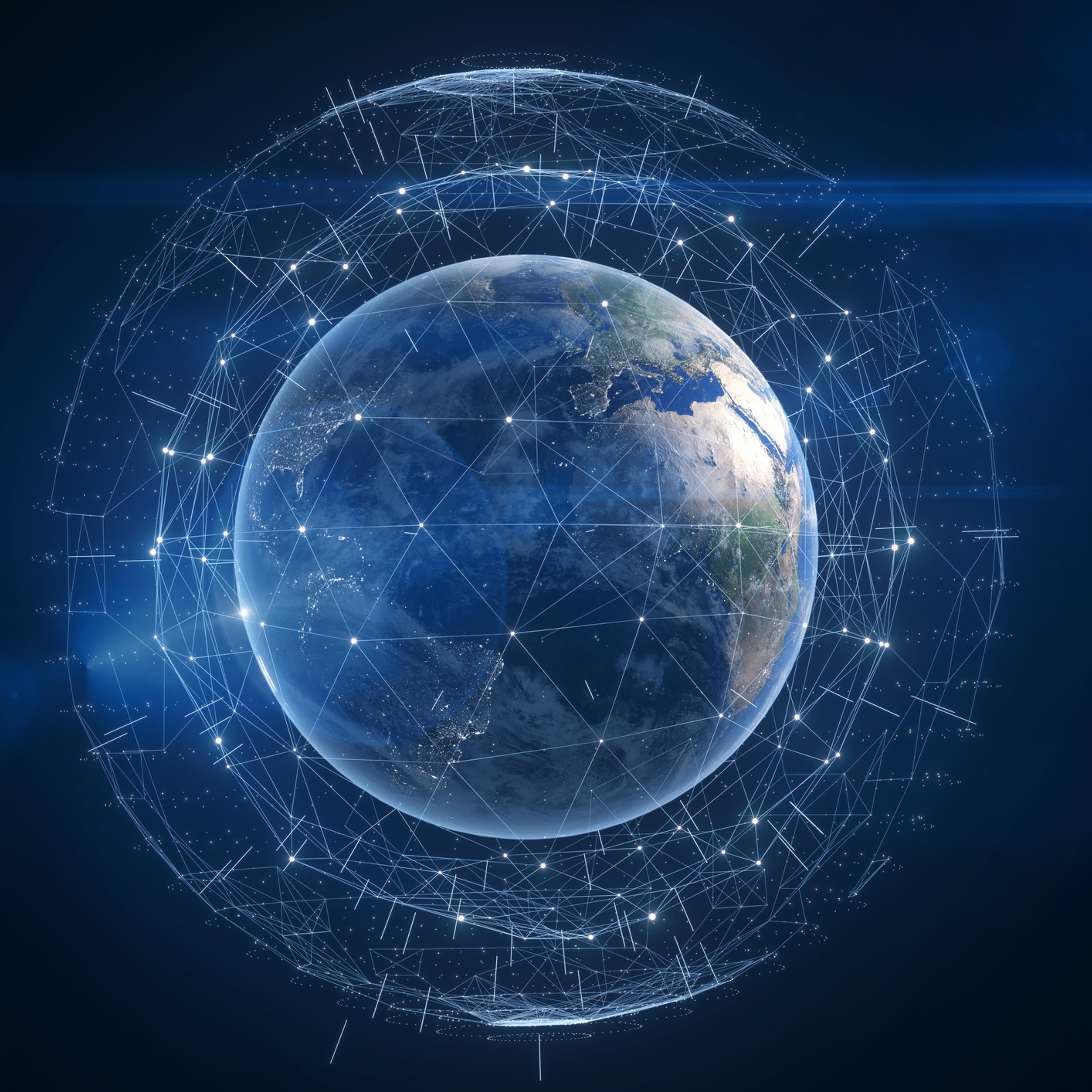 Satellite connection around Earth