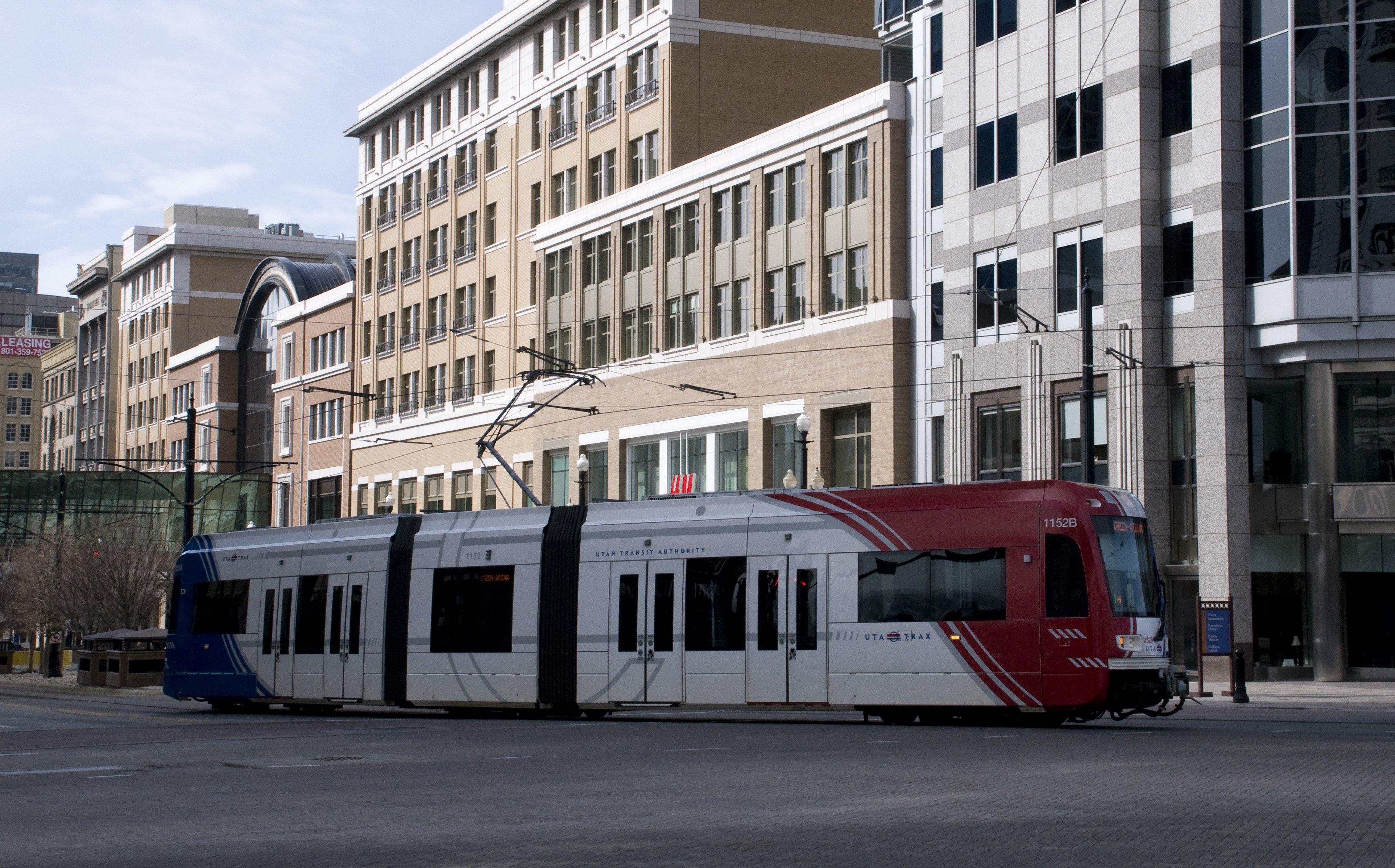 TRAX light rail car, down town Salt Lake City, Utah