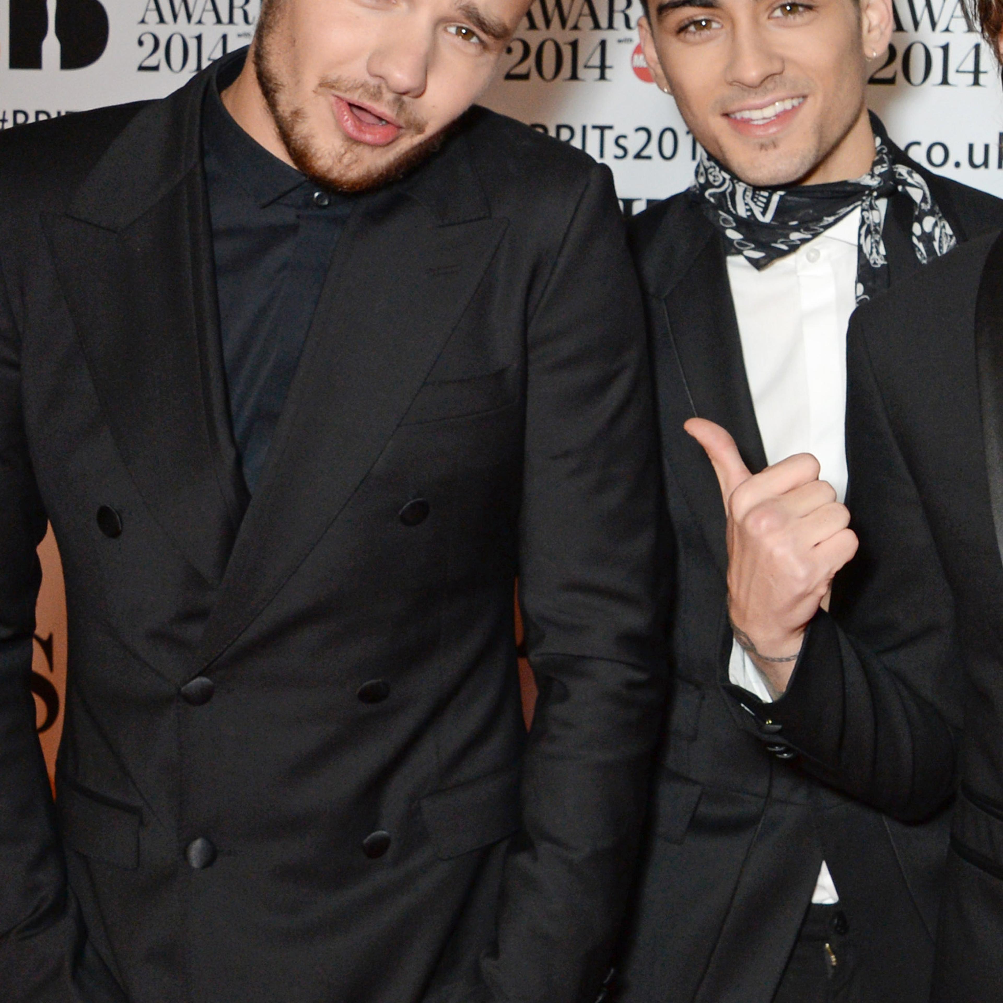 Liam Payne and Zayn Malik of One Direction attend The BRIT Awards 2014 at the 02 Arena on Feb. 19, 2014 in London.