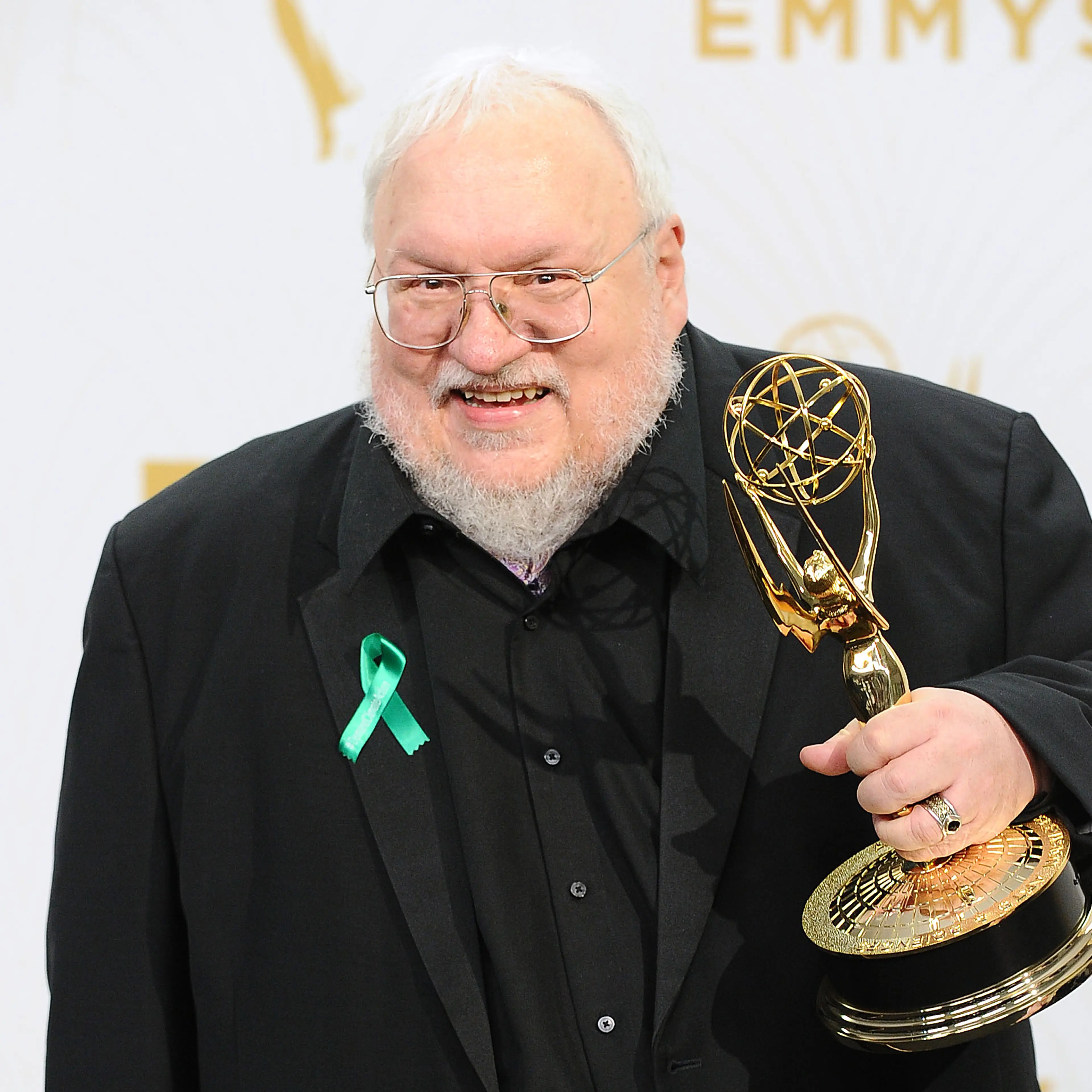 George R.R. Martin poses in the press room at the 67th annual Primetime Emmy Awards at Microsoft Theater in Los Angeles on Sept. 20, 2015.