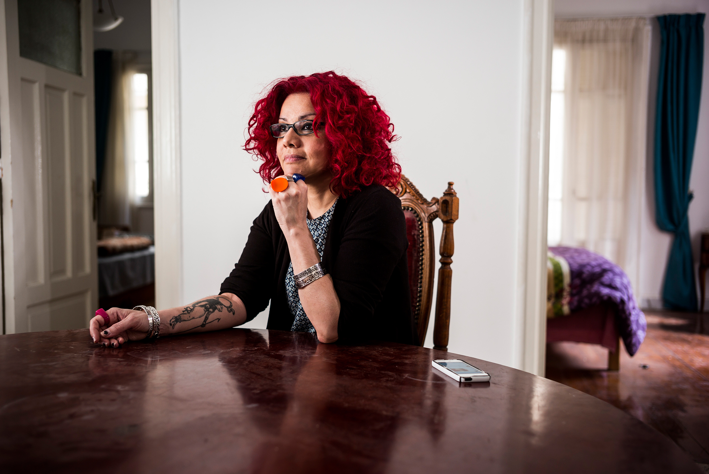 Mona Eltahawy is an Egyptian author publishing a new book "Headscarves and Hymens: Why the Middle East Needs a Sexual Revolution" photographed in her home on April 12, 2015 in Cairo.