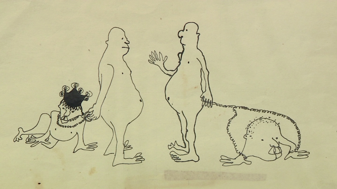 John Lennon doodles, like this bizarre piece, are up for auction. 