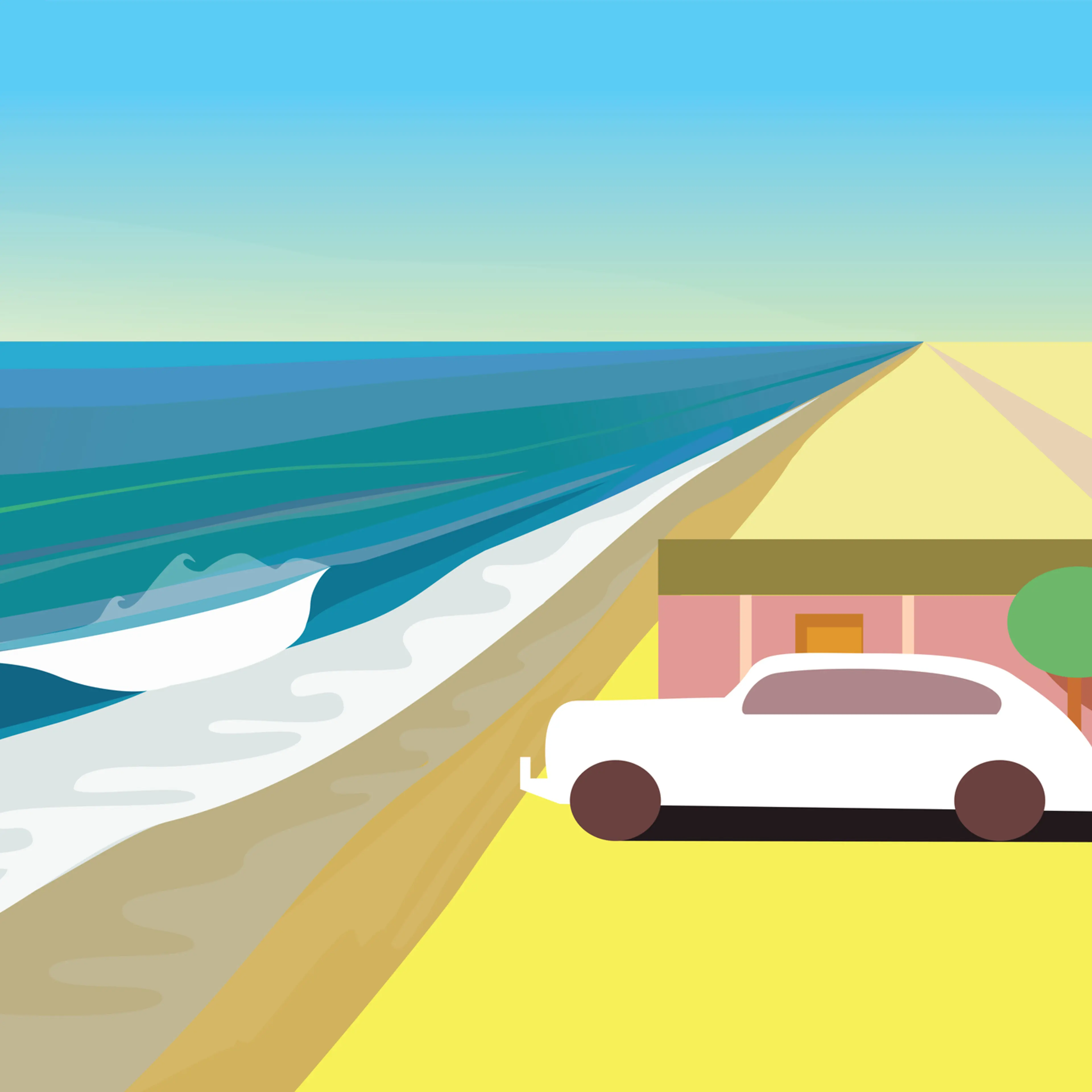 Ocean Beach House with old car in the Desert
