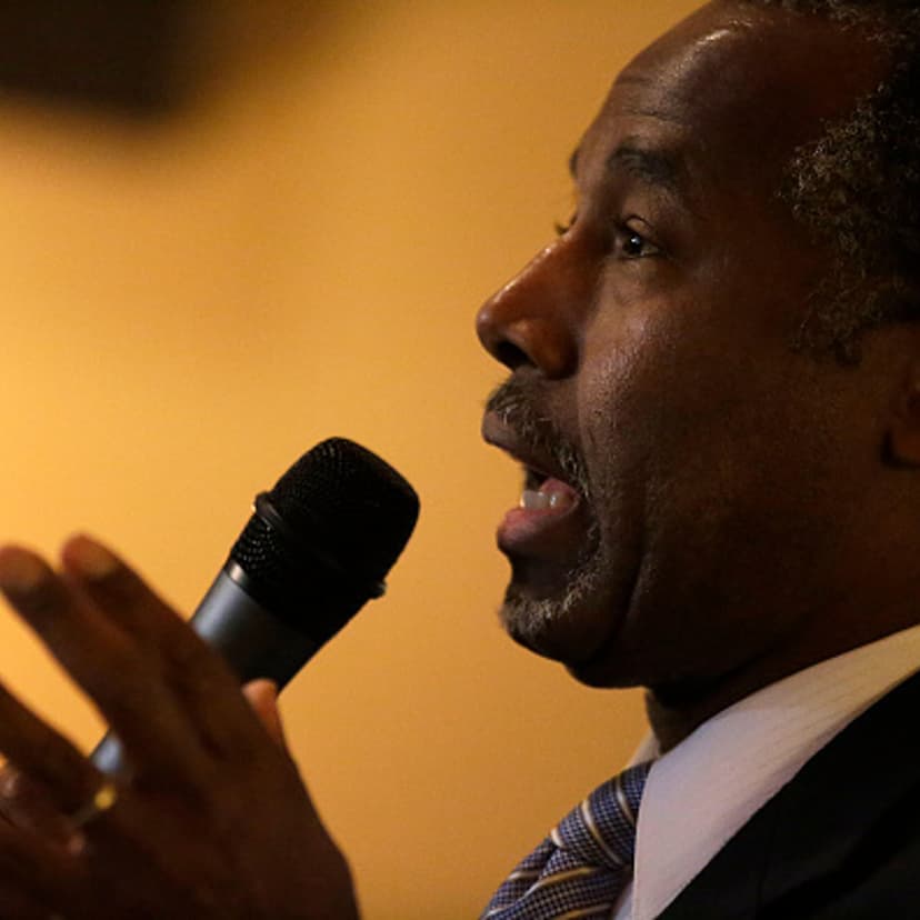 Republican presidential candidate Ben Carson speaks during his "Trust in God Townhall" campaign stop January 22, 2016 in Creston, Iowa.