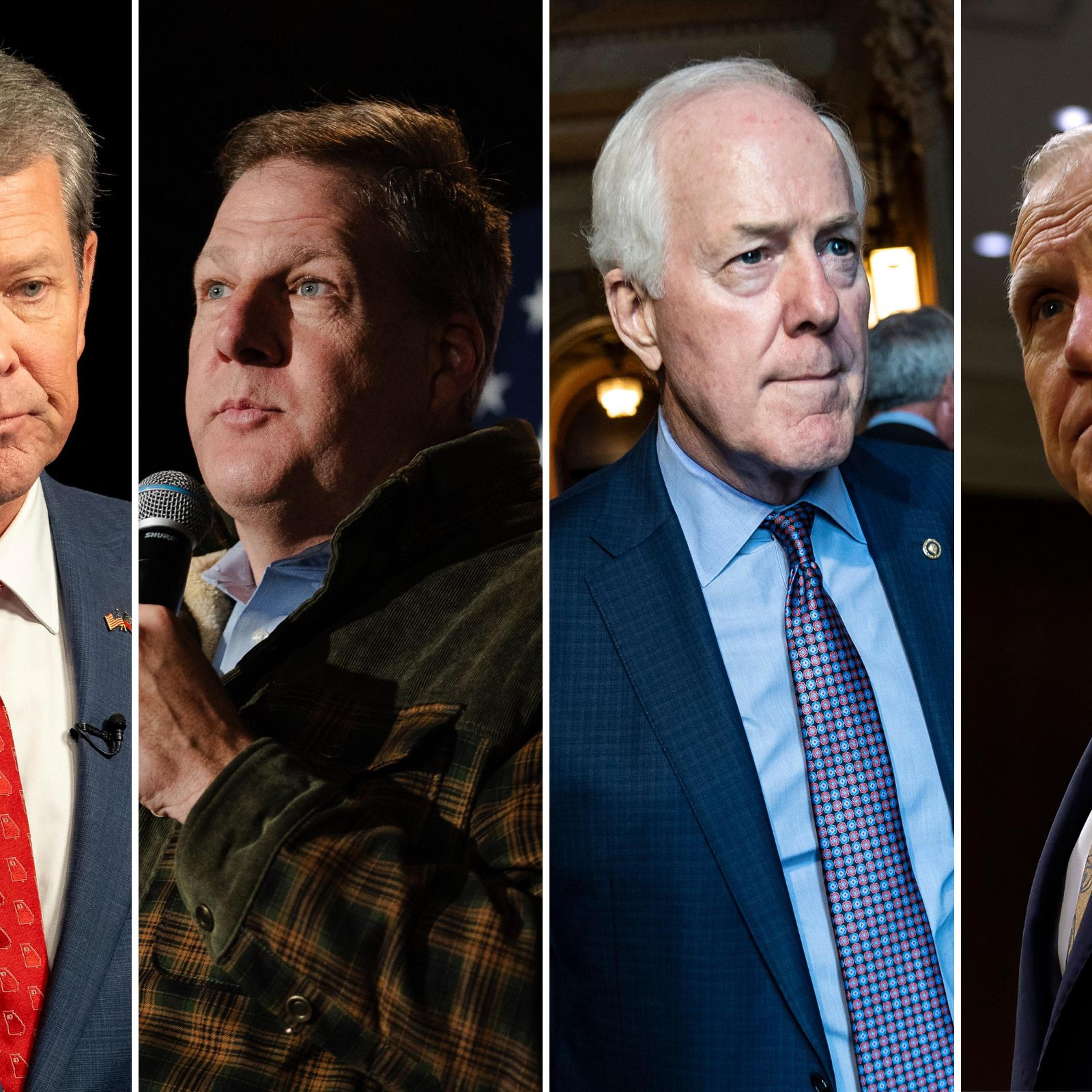 From left: Georgia Gov. Brian Kemp; Chris Sununu, Former Governor of New Hampshire; Senator John Cornyn (R-TX); Senator Thom Tillis (R-NC)