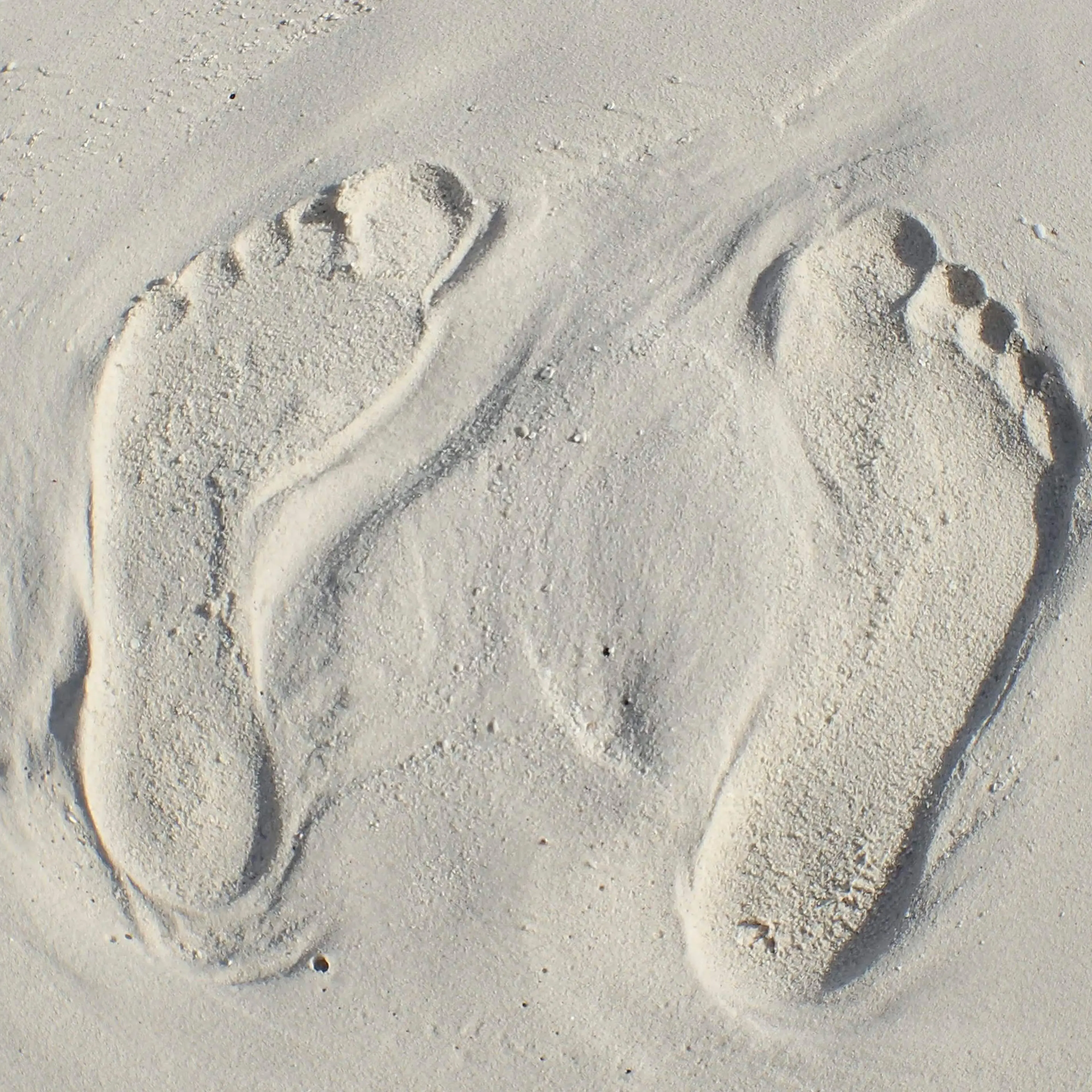 Footprints in the sand on the beach, Maldives