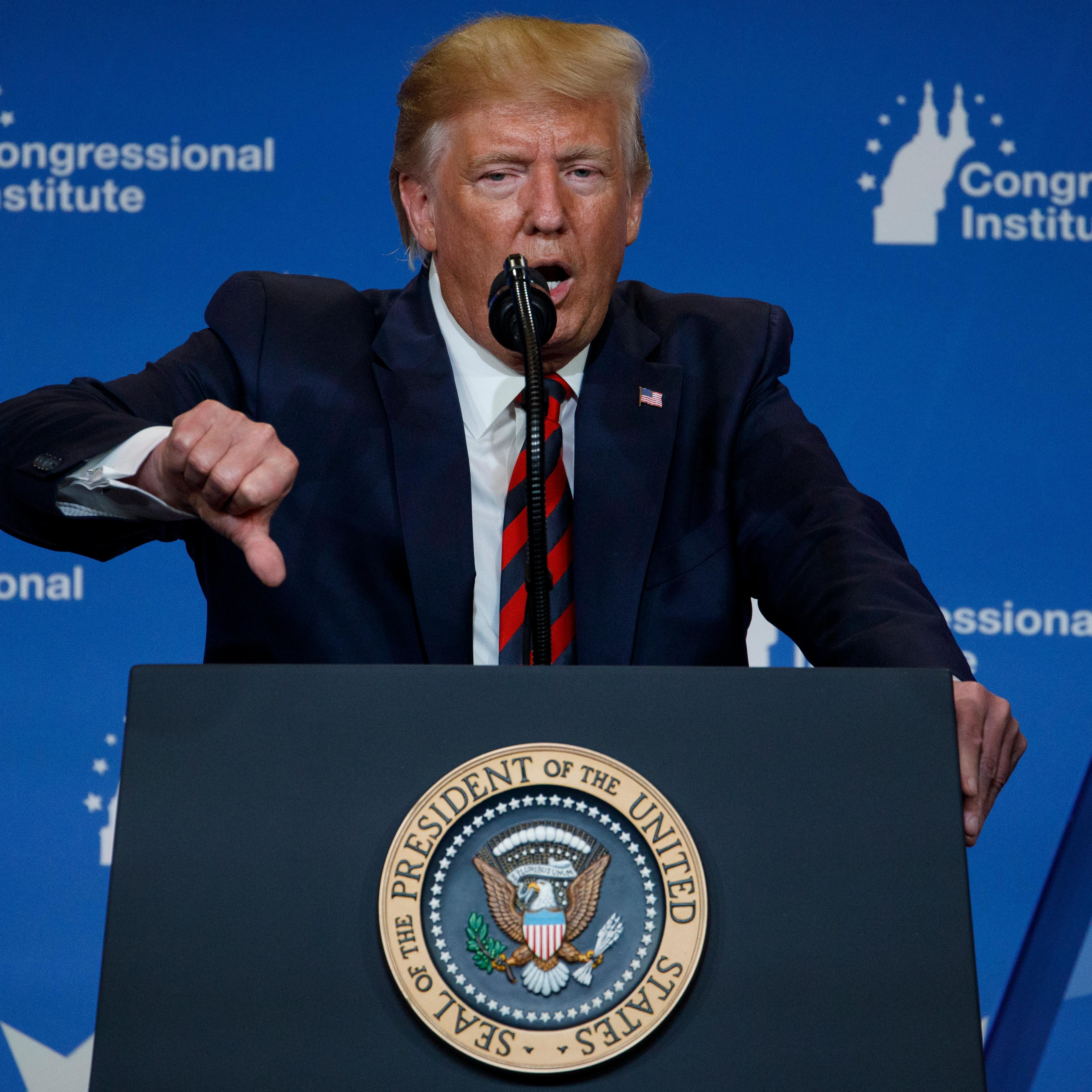 President Donald Trump Makes Speech During Democratic Debate