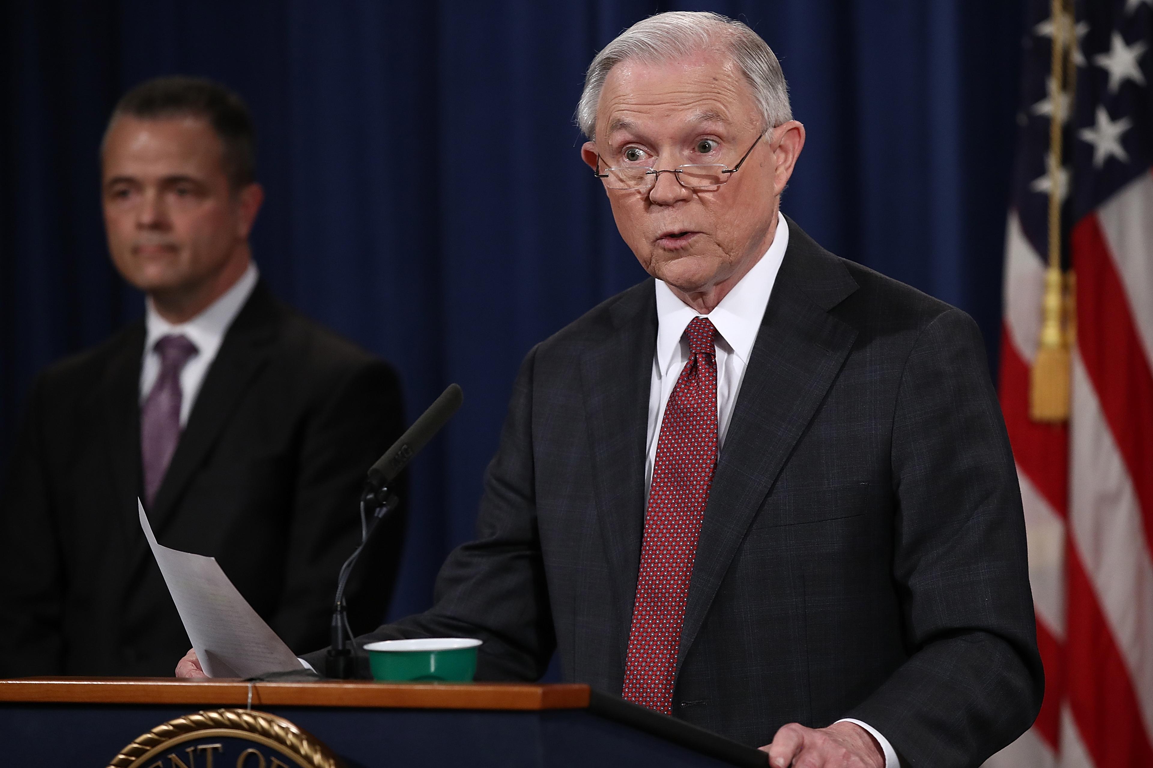 Attorney General Jeff Sessions Holds Press Conference At Justice