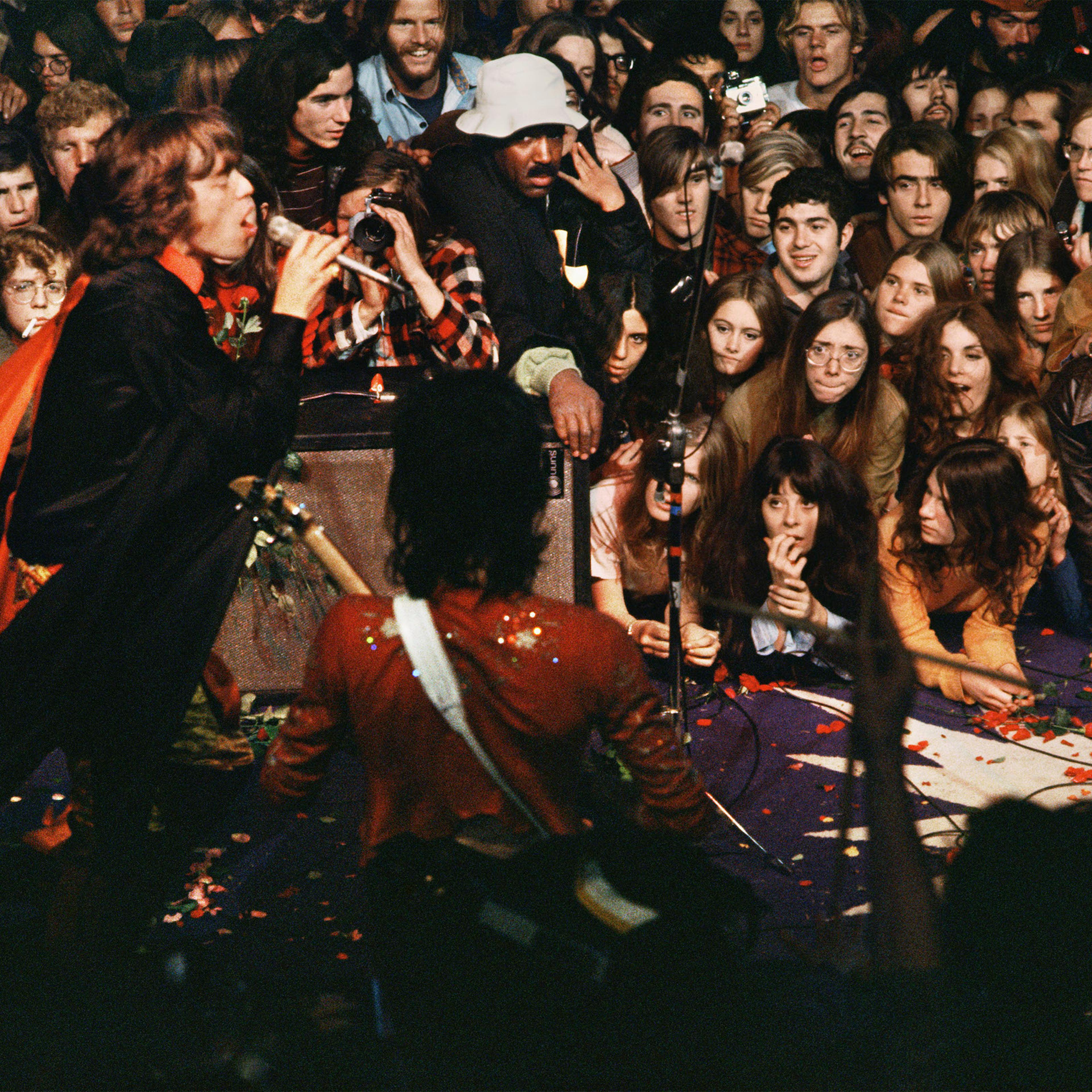 Mick Jagger on Stage at Altamont. December 6, 1969