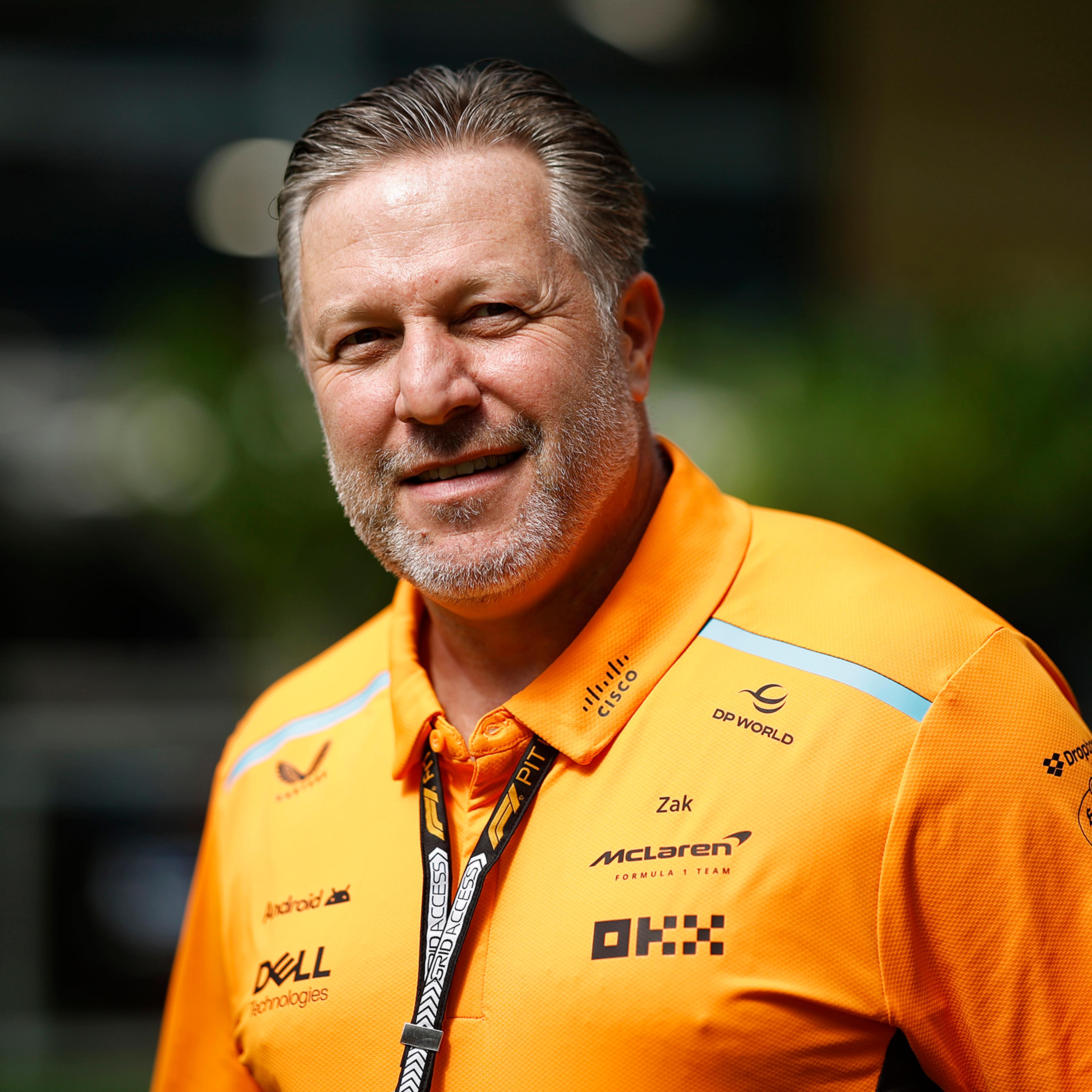 McLaren CEO Zak Brown walks in the Paddock prior to practice ahead of the F1 Grand Prix of Miami at Miami International Autodrome in Miami, Fla., on May 3, 2024.