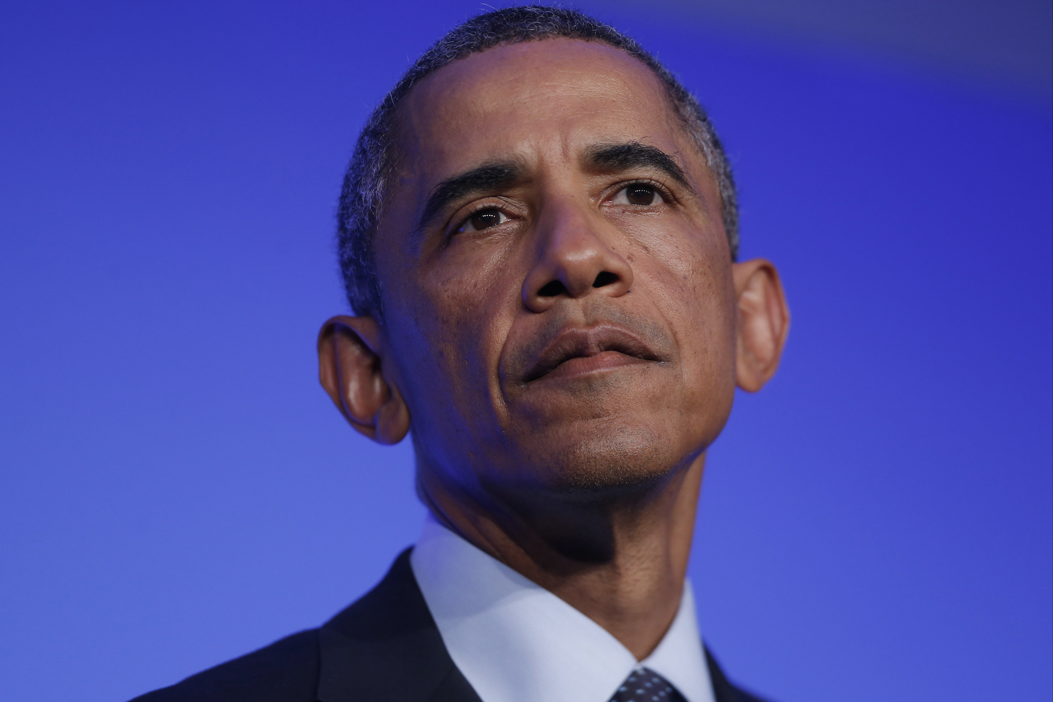 President Barack Obama speaks at a news conference at the NATO summit at Celtic Manor, Newport, Wales, Sept. 5, 2014.